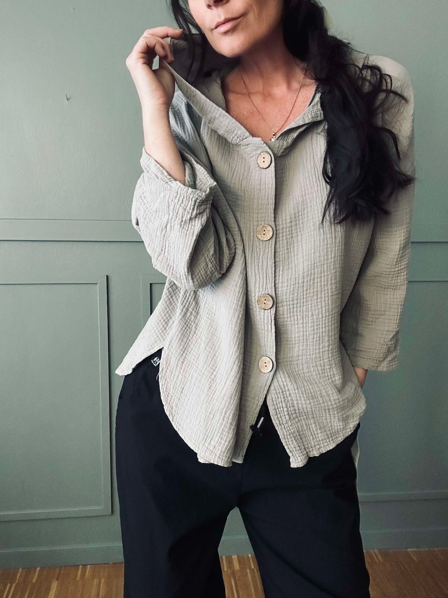 Cardigan i lett vafflet bomull - Beige