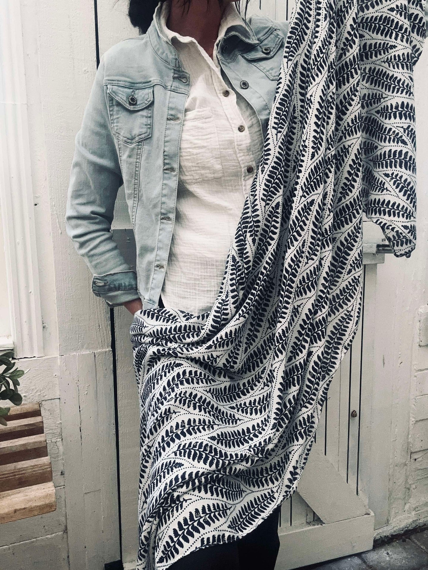 Skjerf Denim / White