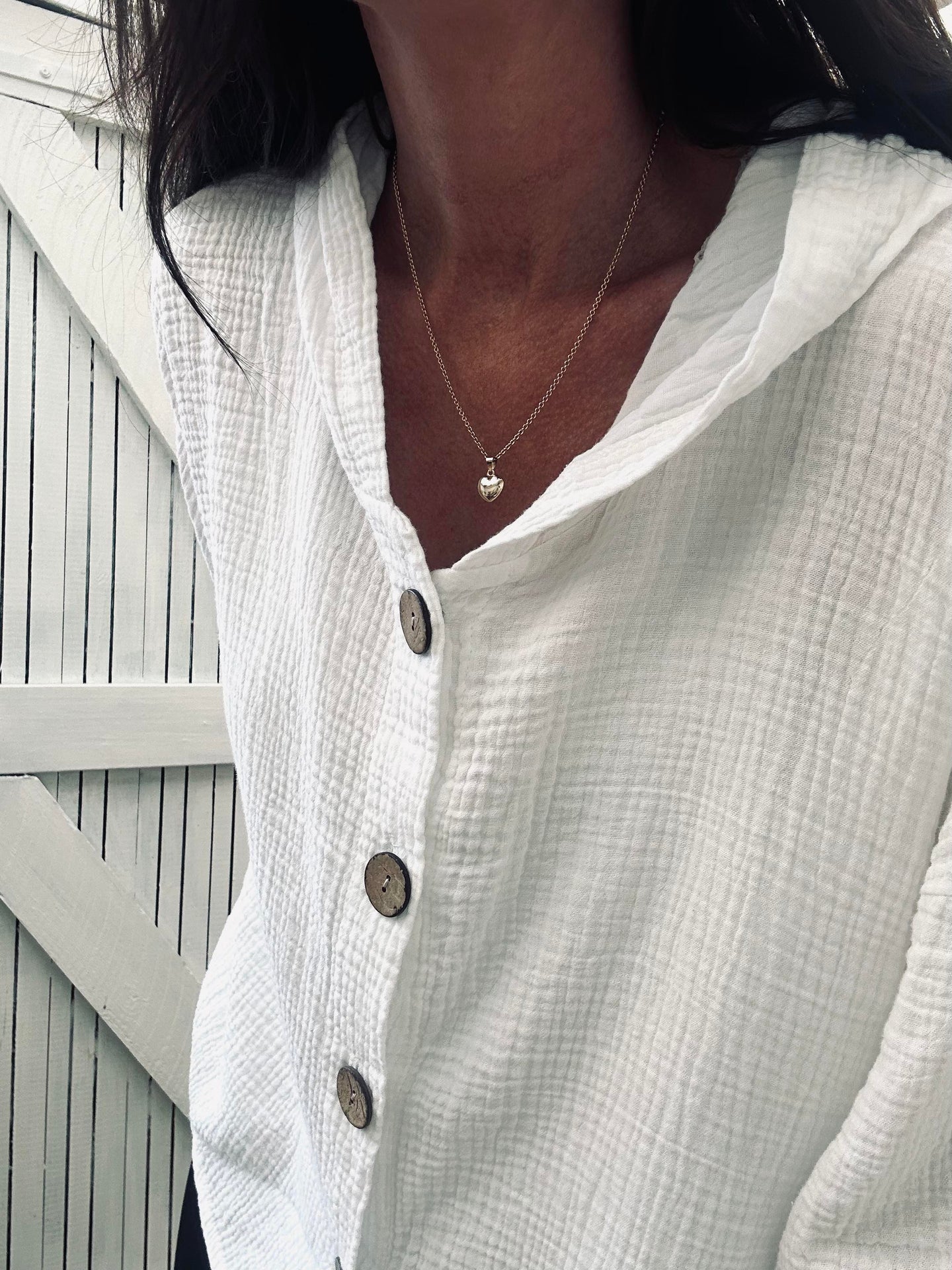 Cardigan i lett vaffelstrukturert bomull - White