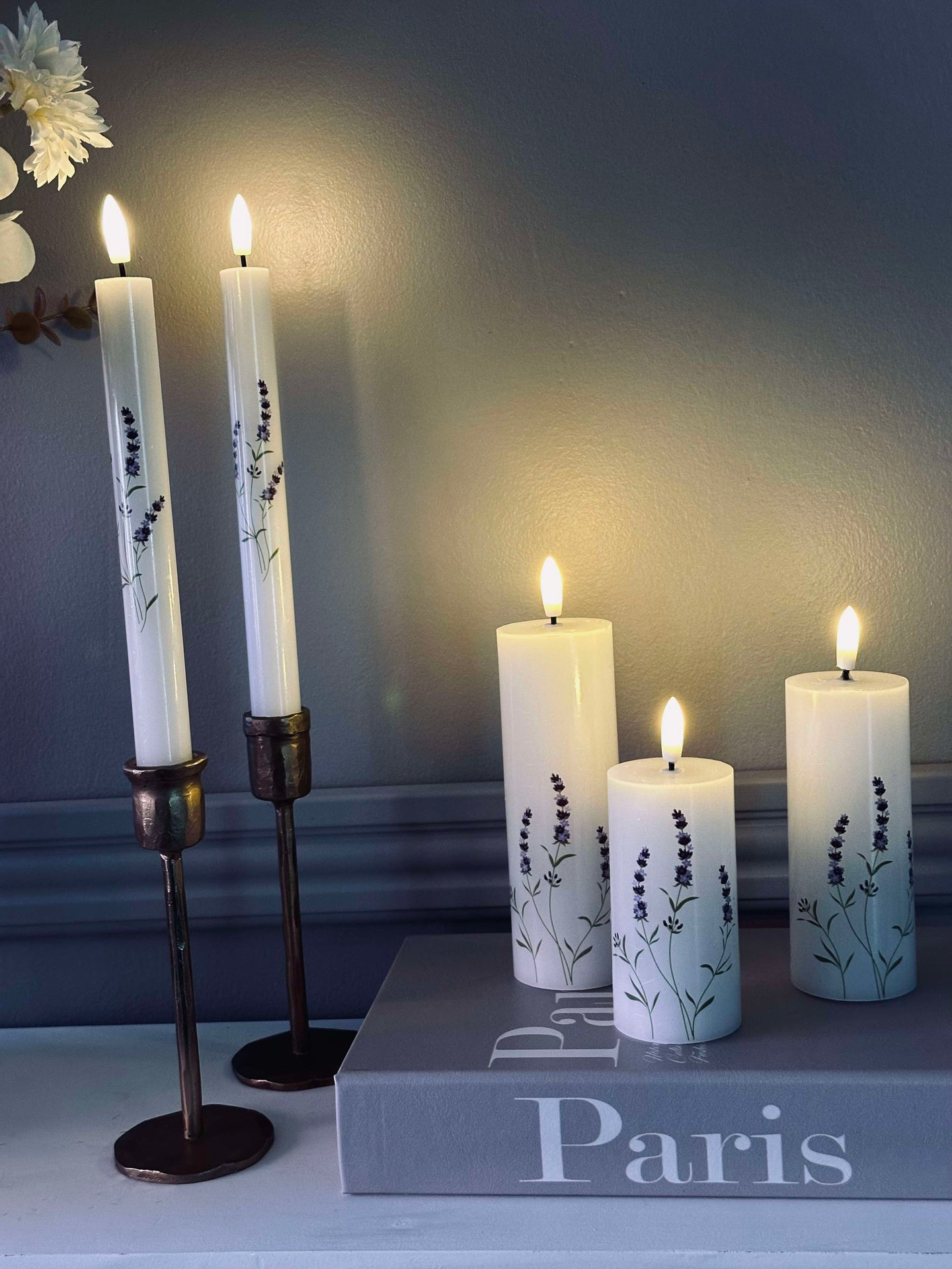 LED FLORA Lavendel – Sett med 3 stk og fjernkontroll
