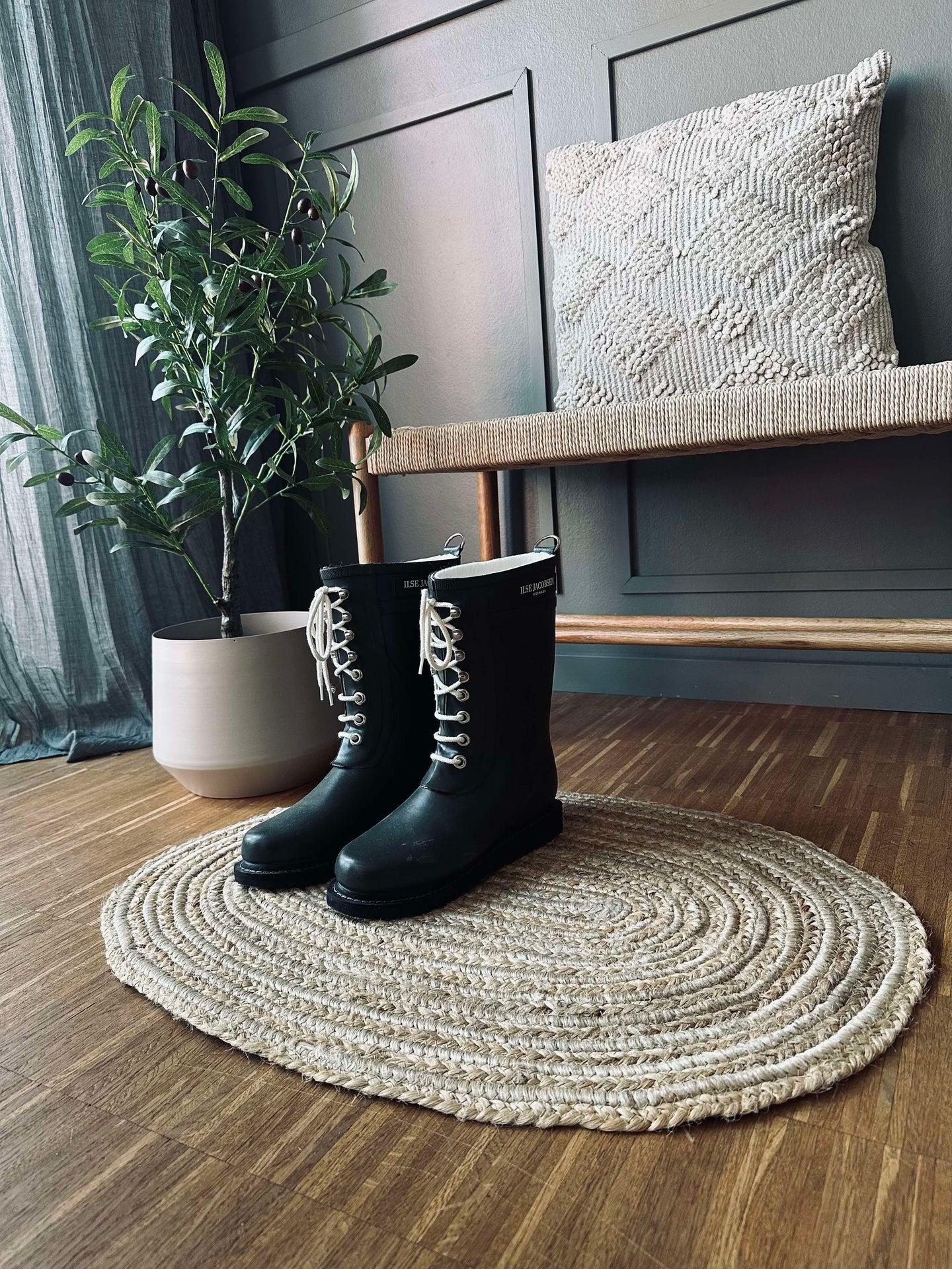 Juteteppe i flett - Oval
