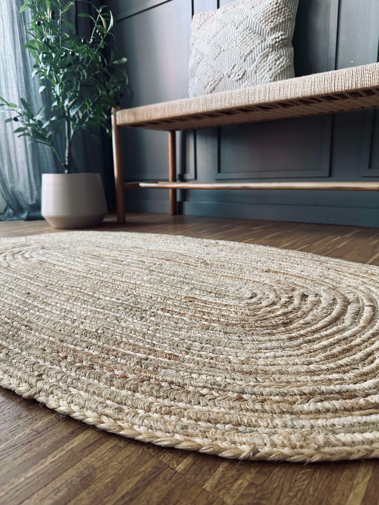 Juteteppe i flett - Oval