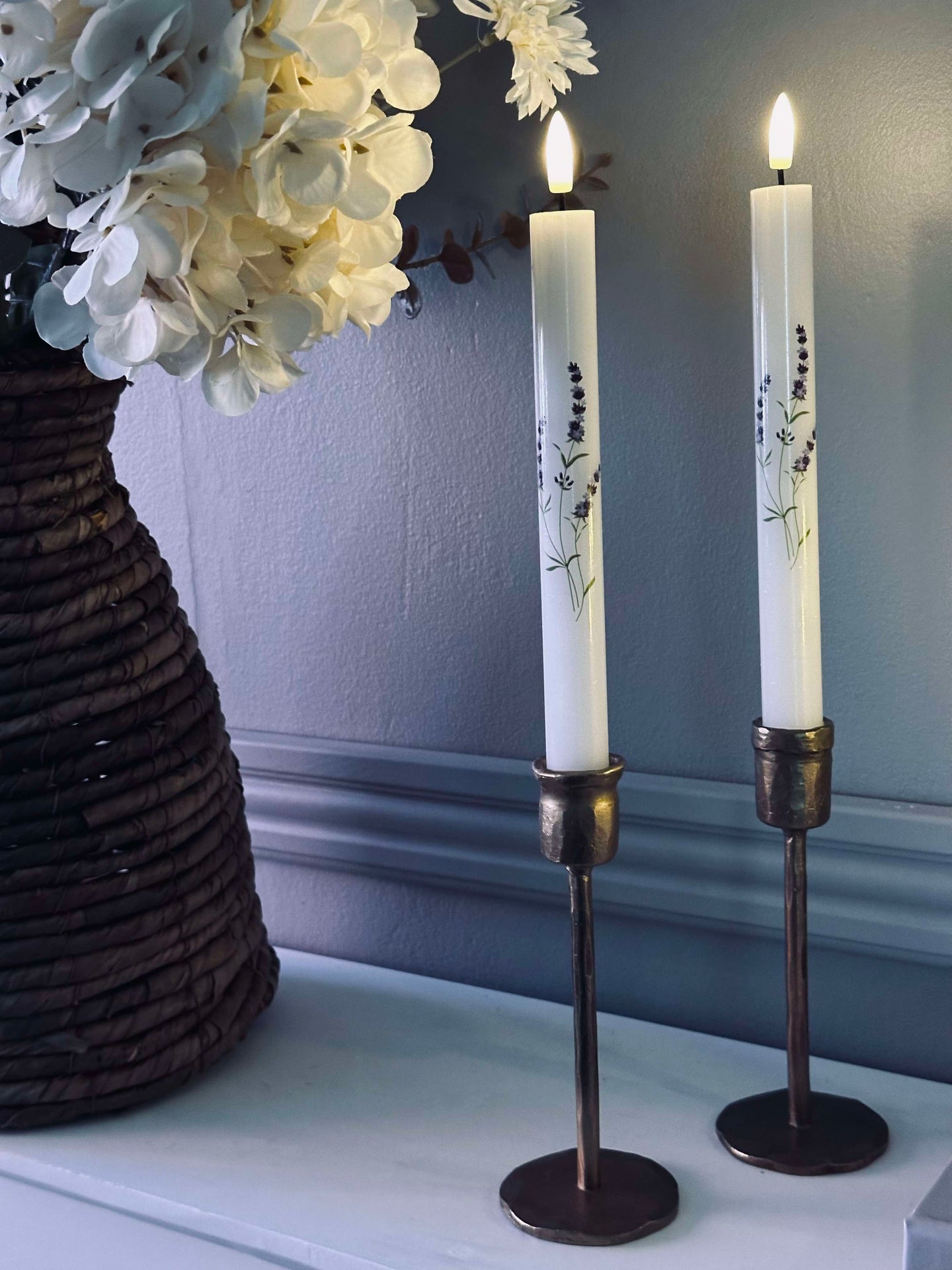 LED lavendel stakelys – Sett med 2 stk