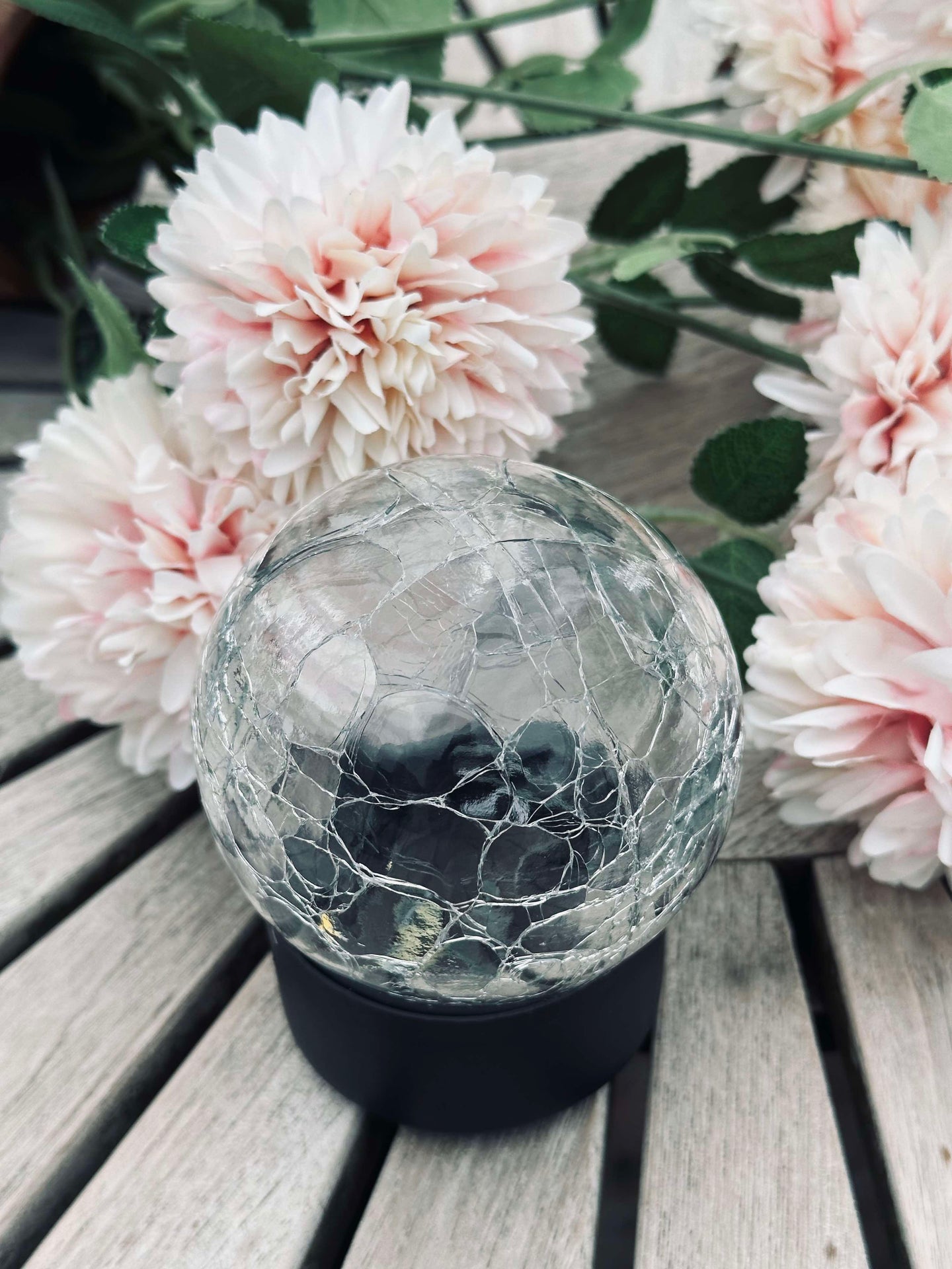 Solcelle glasskule - Svart fot