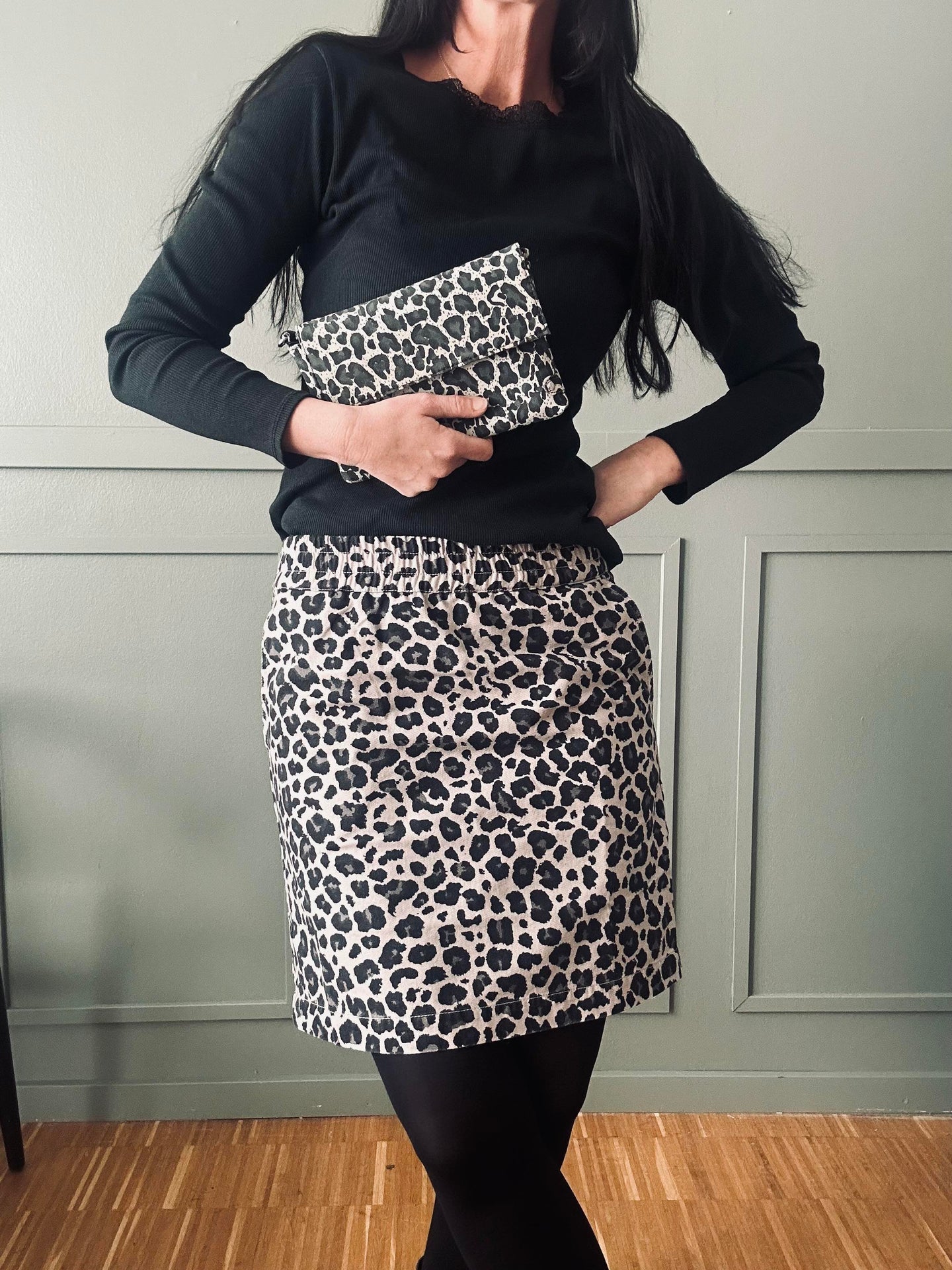 Clutch Grey leopard leather