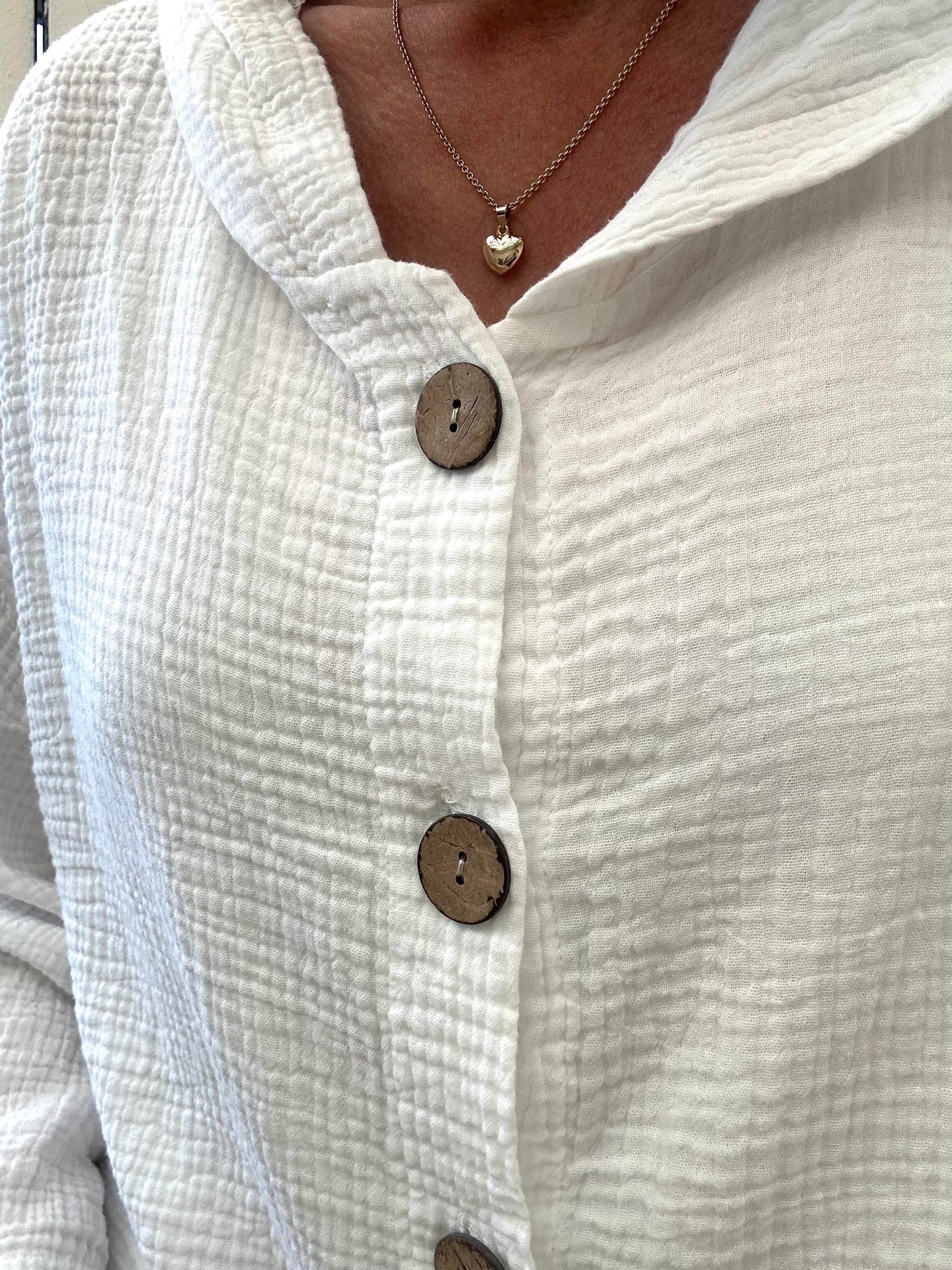 Cardigan i lett vaffelstrukturert bomull - White