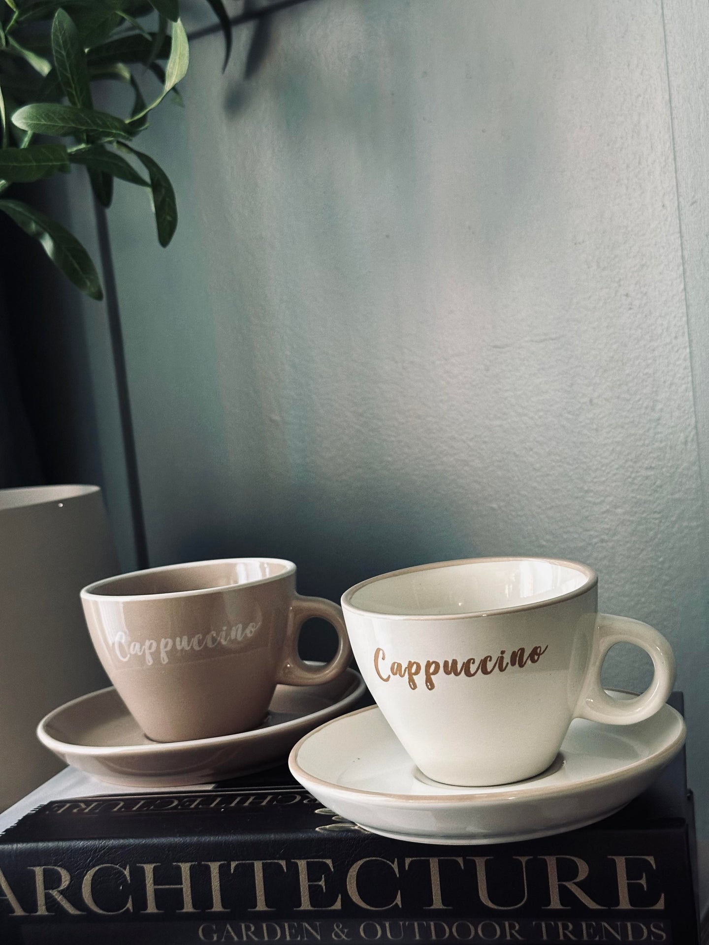 Cappuccino-kopp med skål - Sett med 4 stk.