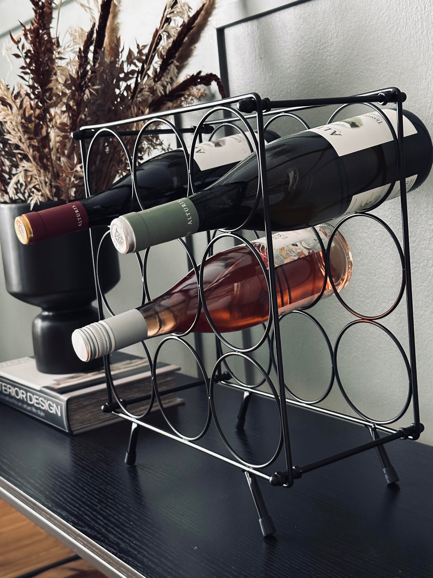 Vinreol i metall - 9 flasker