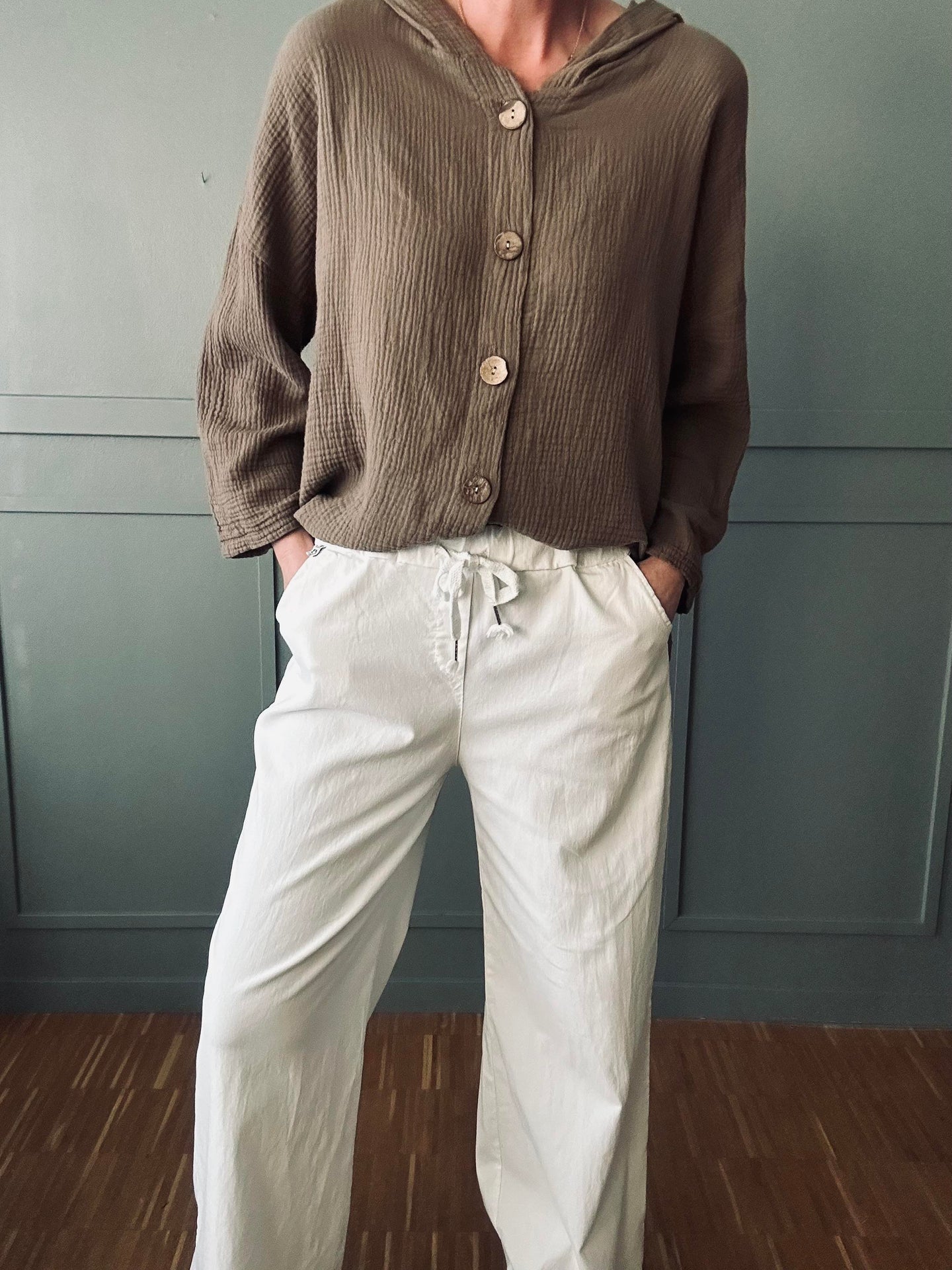 Bukser m. stretch Hvit – plus onesize 40-48