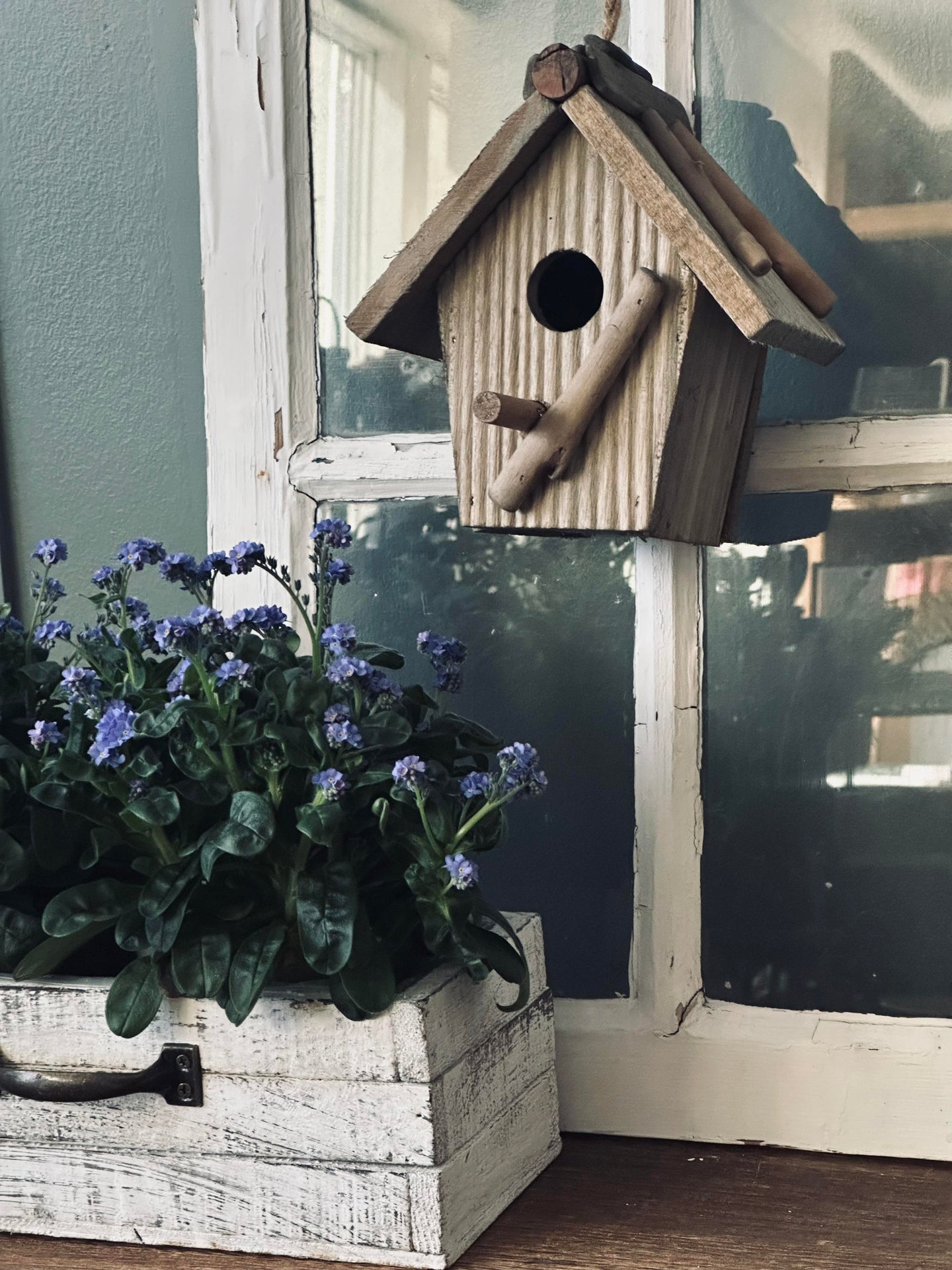 Fuglehus i vasket tre