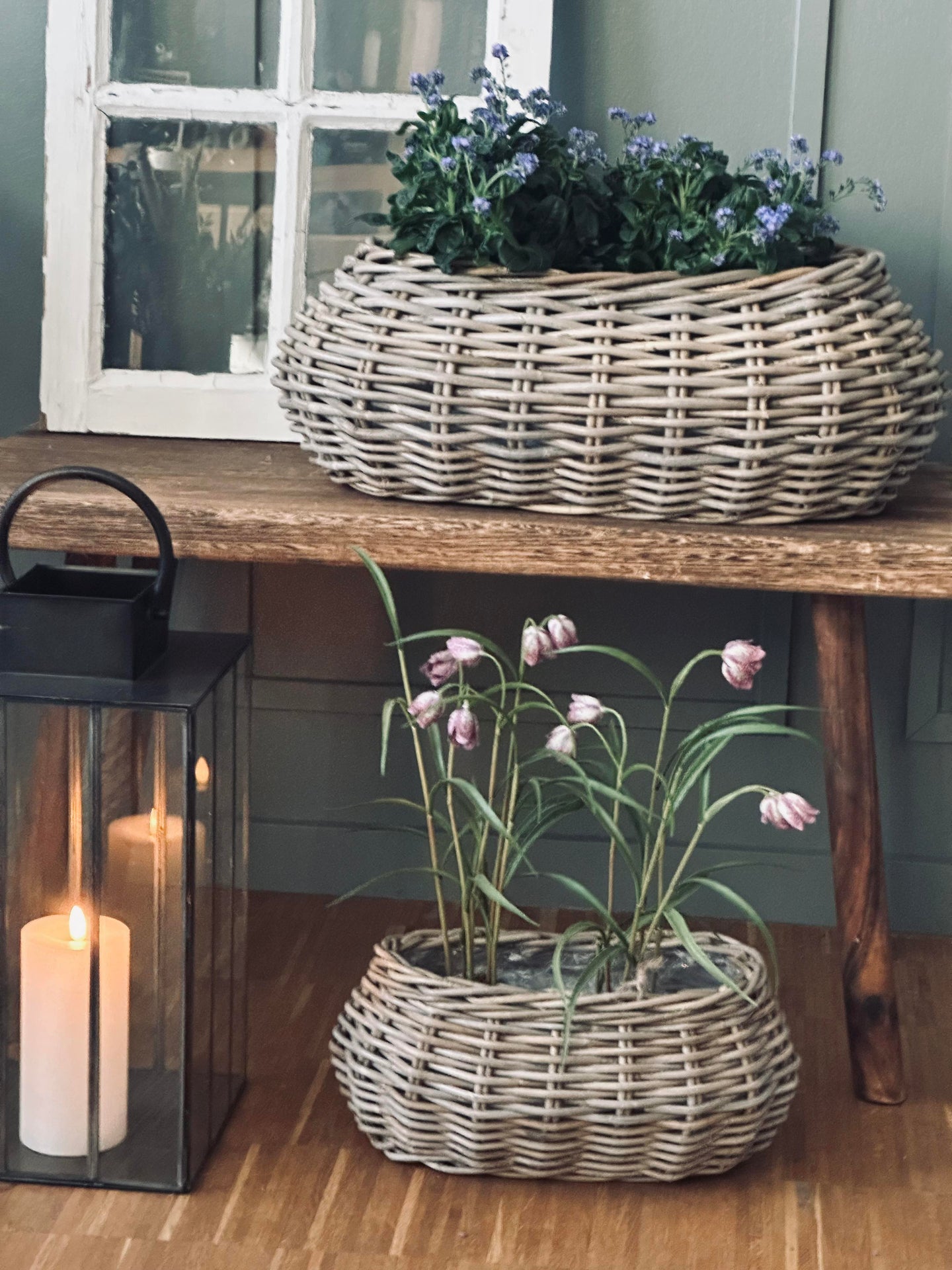 Plantekurver - Sett med 2 stk. Oval rattan
