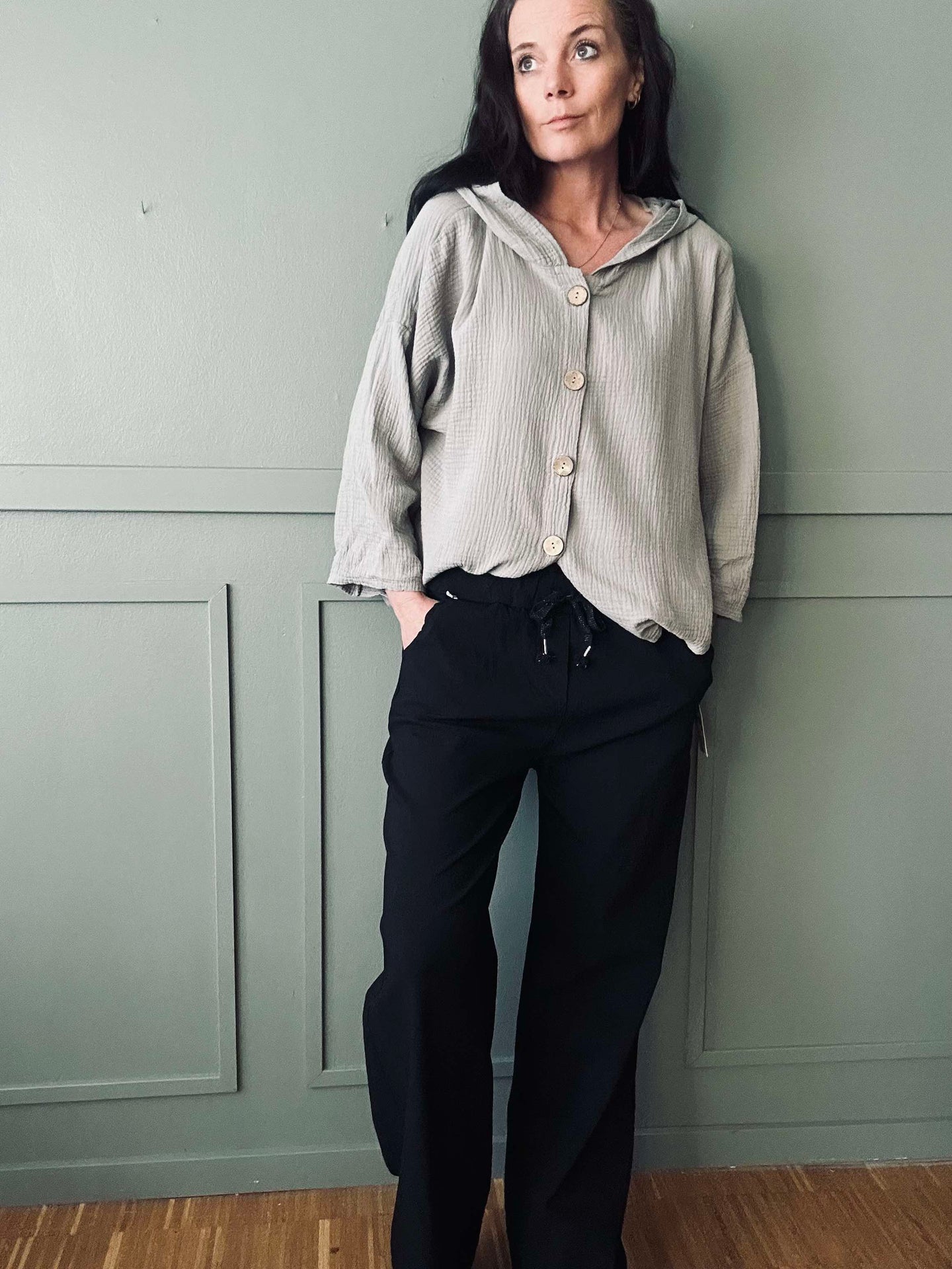 Cardigan i lett vafflet bomull - Beige