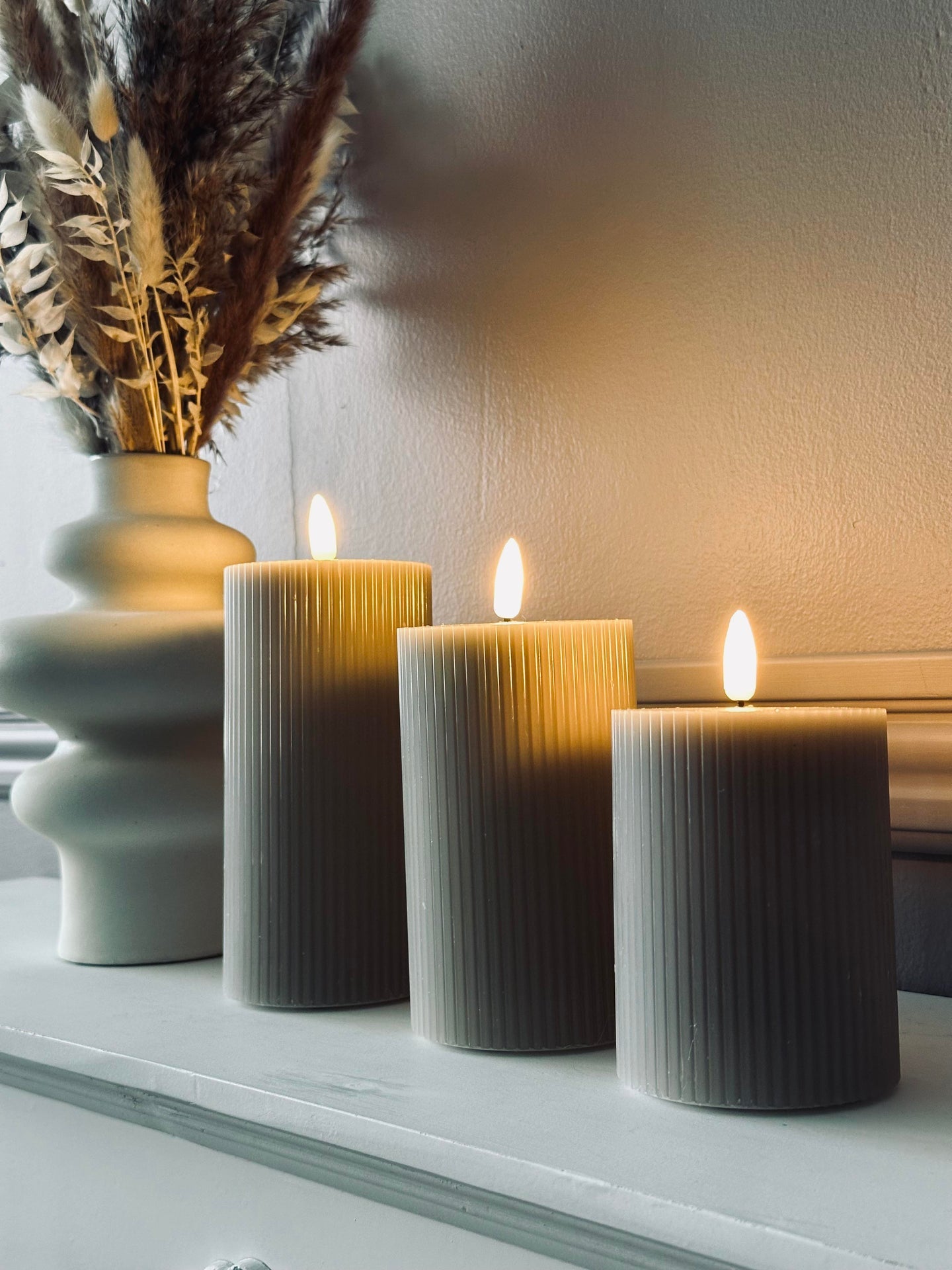 LED Blokklys Sand med riller - Sett med 3 stk
