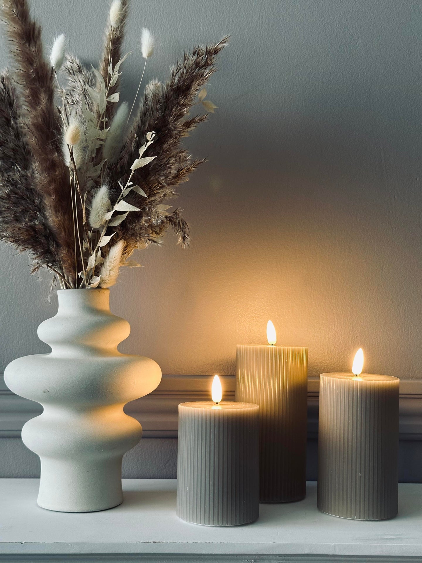 LED Blokklys Sand med riller - Sett med 3 stk