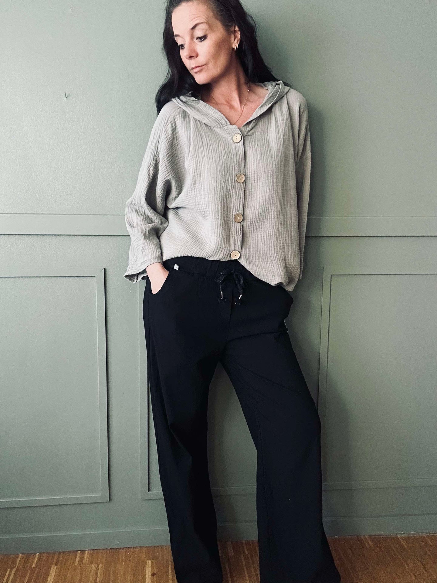 Cardigan i lett vafflet bomull - Beige