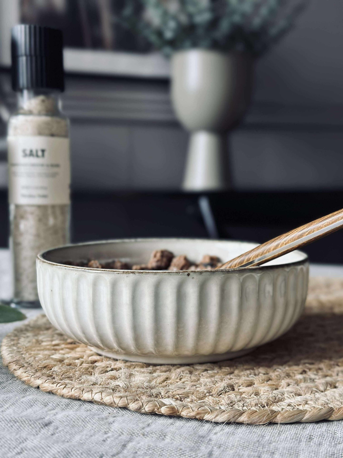 Bolle VIGA stripet steintøy - Sand 16cm