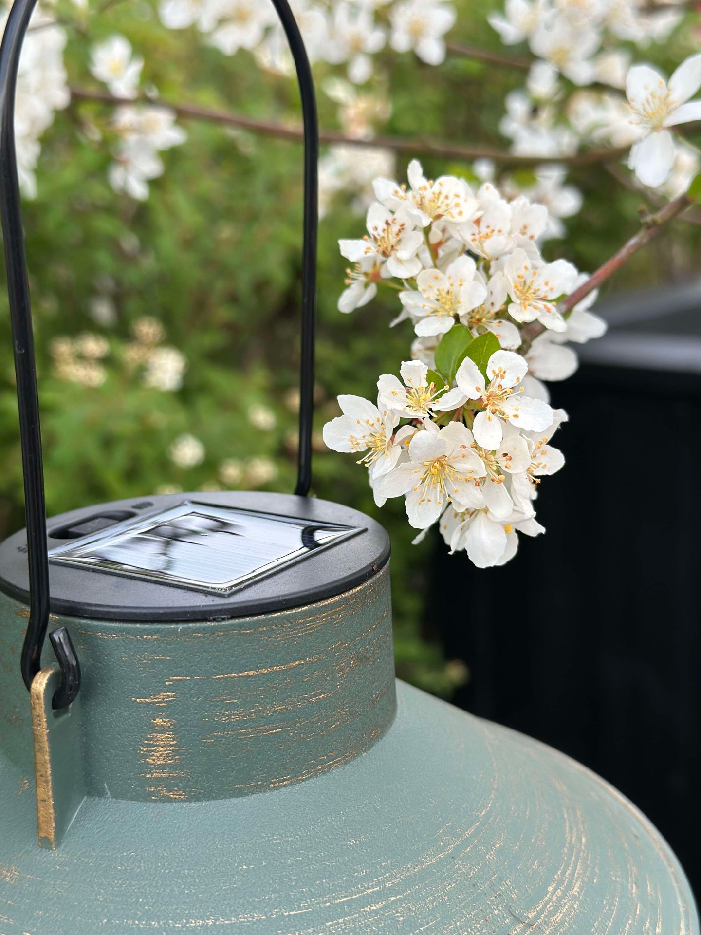 Solar lampe med oppheng - Grønn / gull