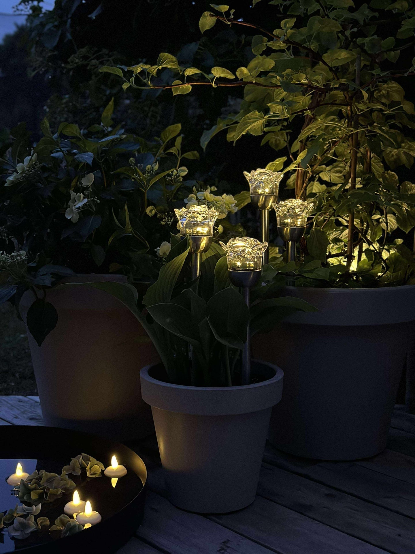 Fakkel med solceller FLOWER – Sett med 4 stk