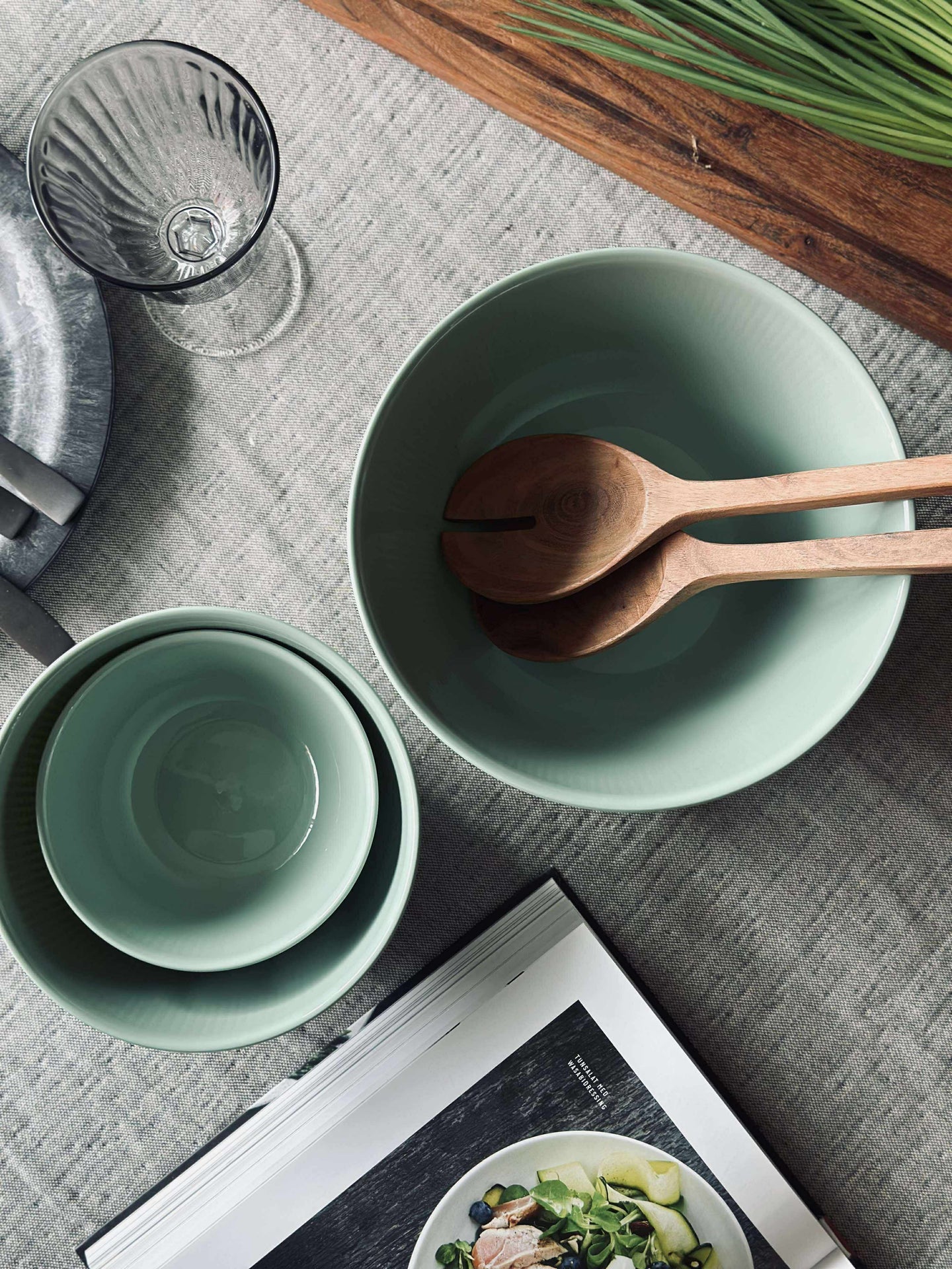 Skåler med lokk - Sett med 3 stk. Dusty green