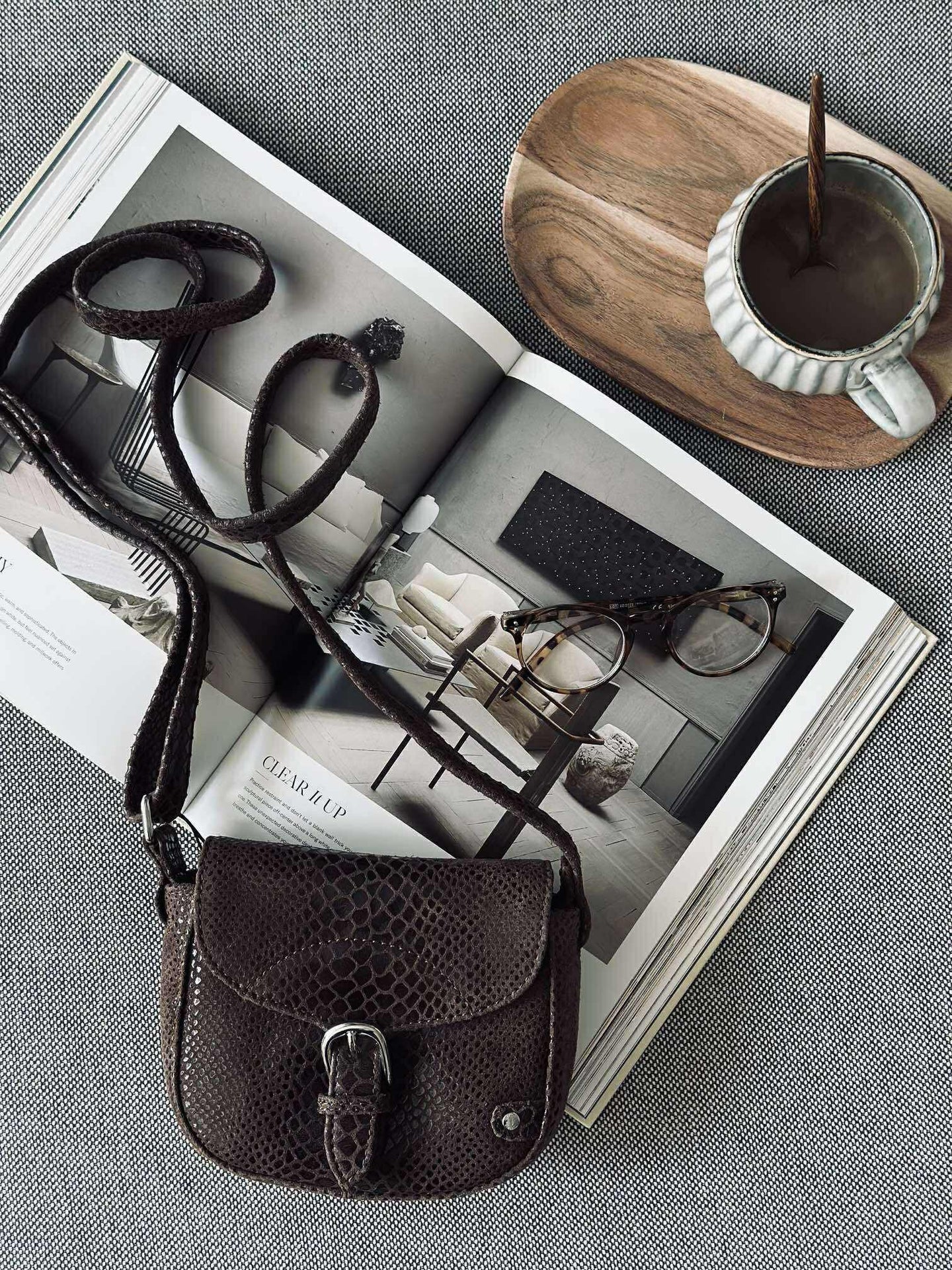 Crossbody Aura - Brun croco