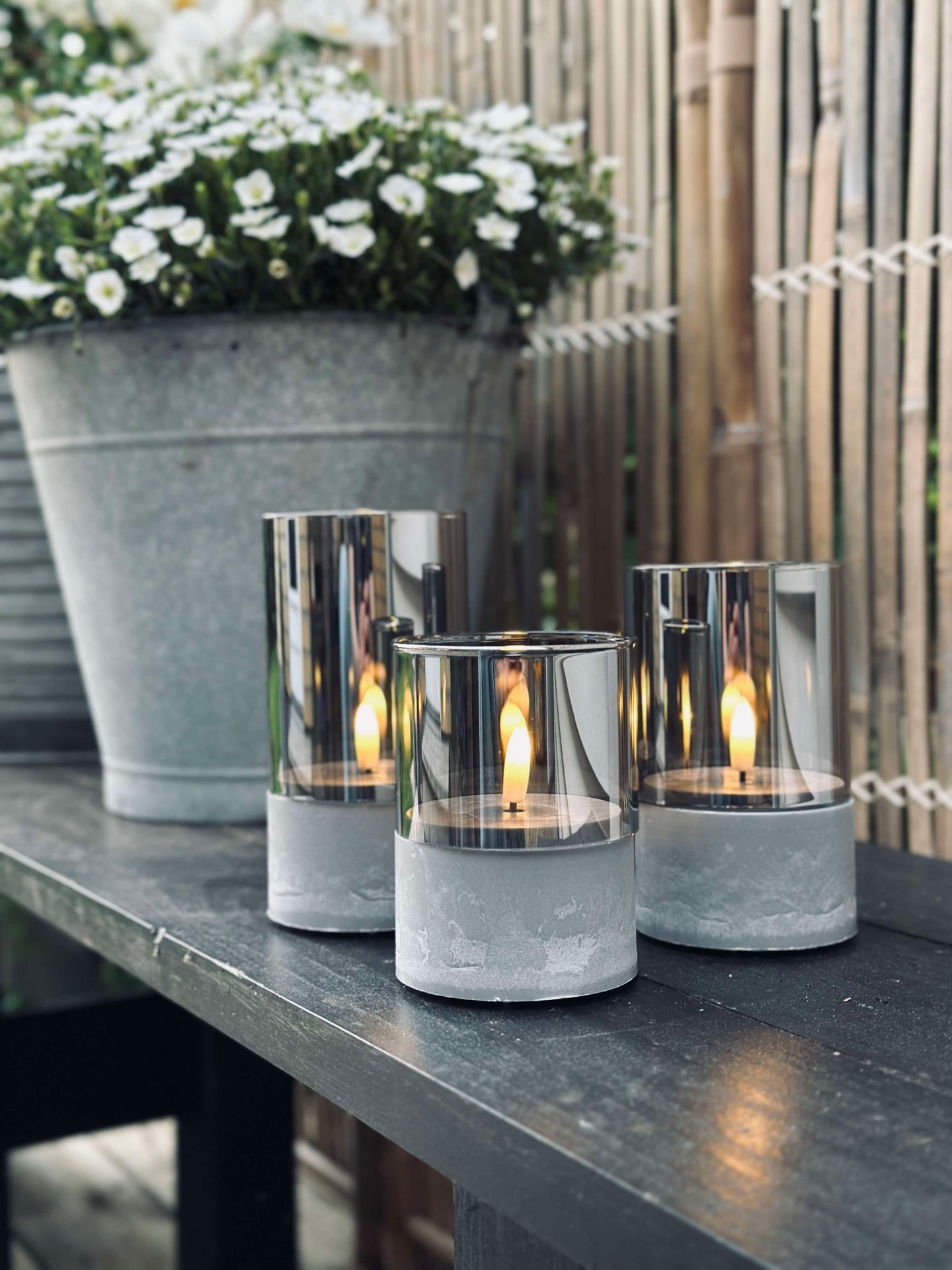 LED GREY Sylinder Sett med 3 stk - Godkjent for inne og ute