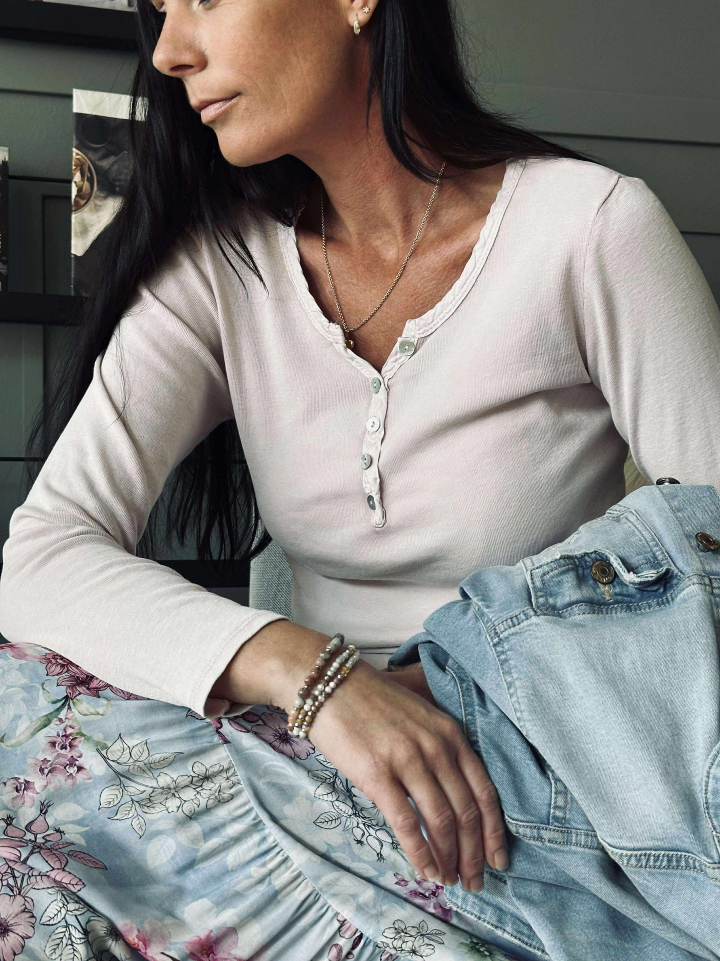 Basisbluse med knapper – Rose