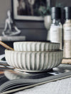 Skål VIGA stripet steintøy - Sand 12cm