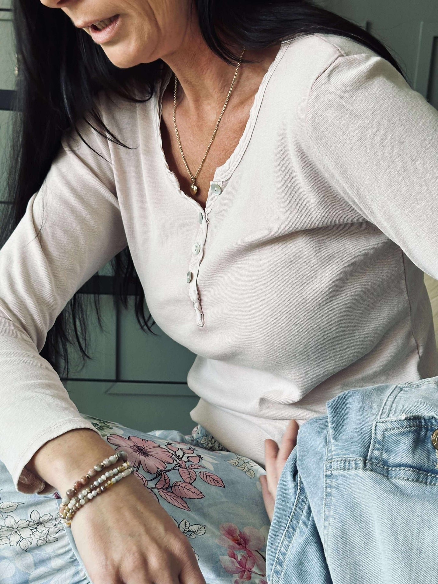 Basisbluse med knapper – Rose