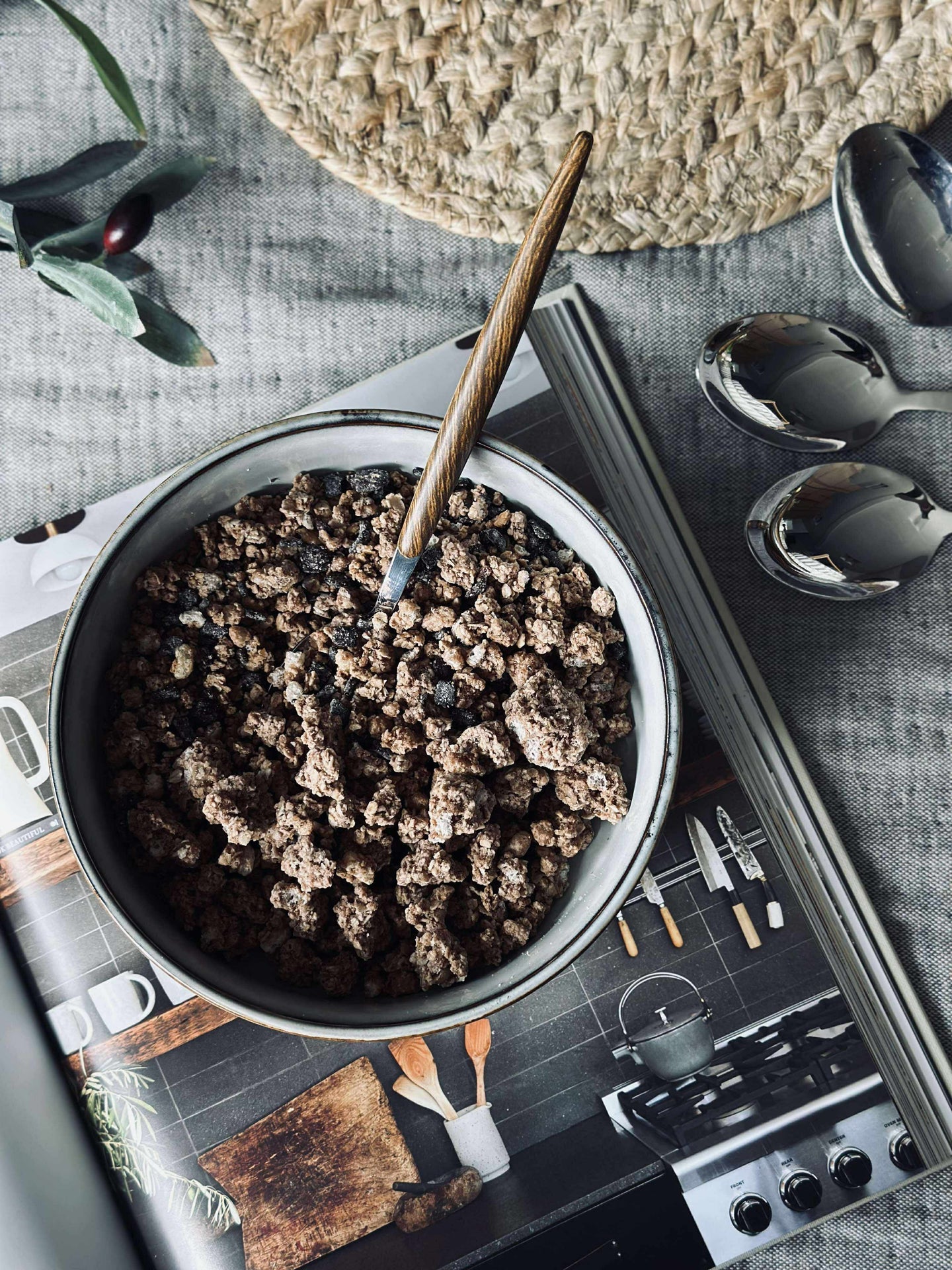 Bolle VIGA stripet steintøy - Grå 16cm