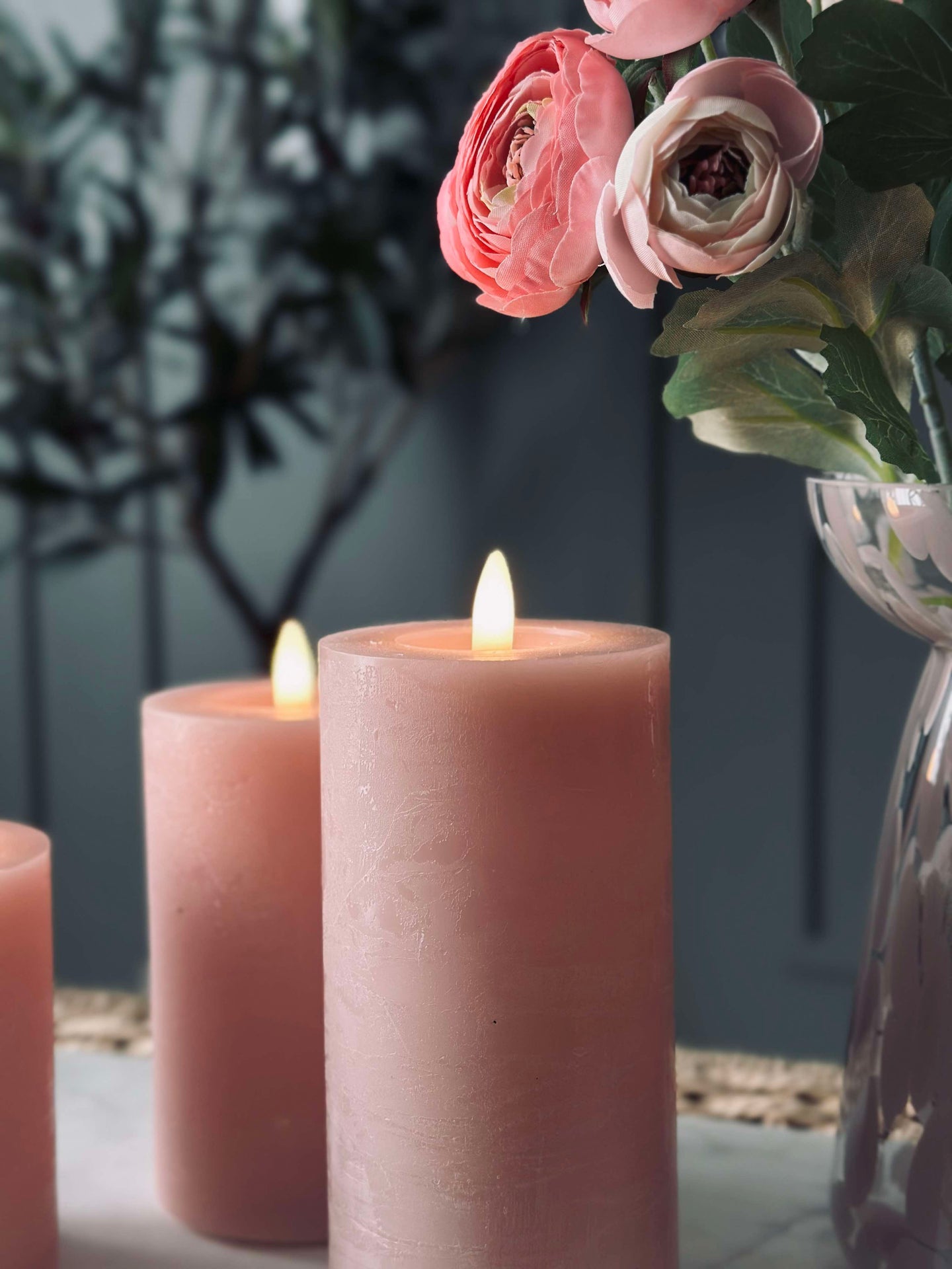 LED Kubelys / Rosa – 3 stk kubelys