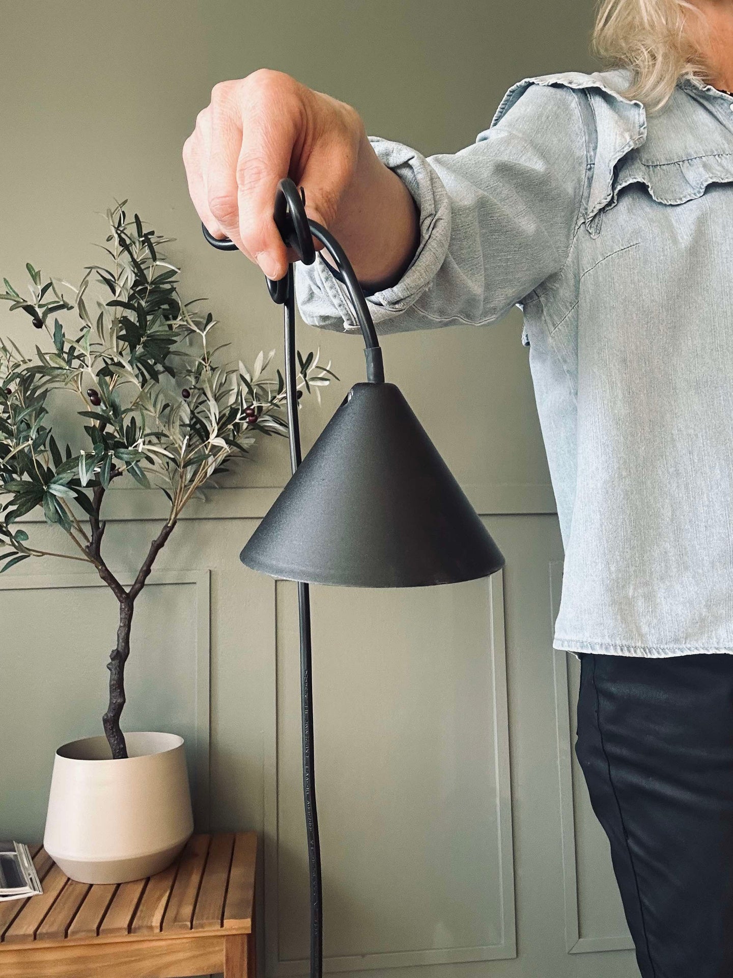 Taklampe bambus - Svart dia 33