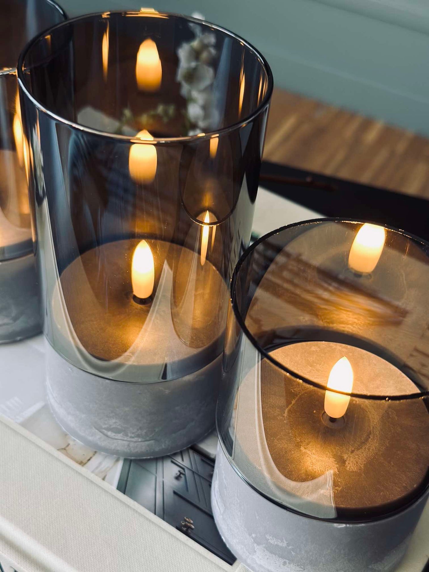 LED GREY Sylinder Sett med 3 stk - Godkjent for inne og ute