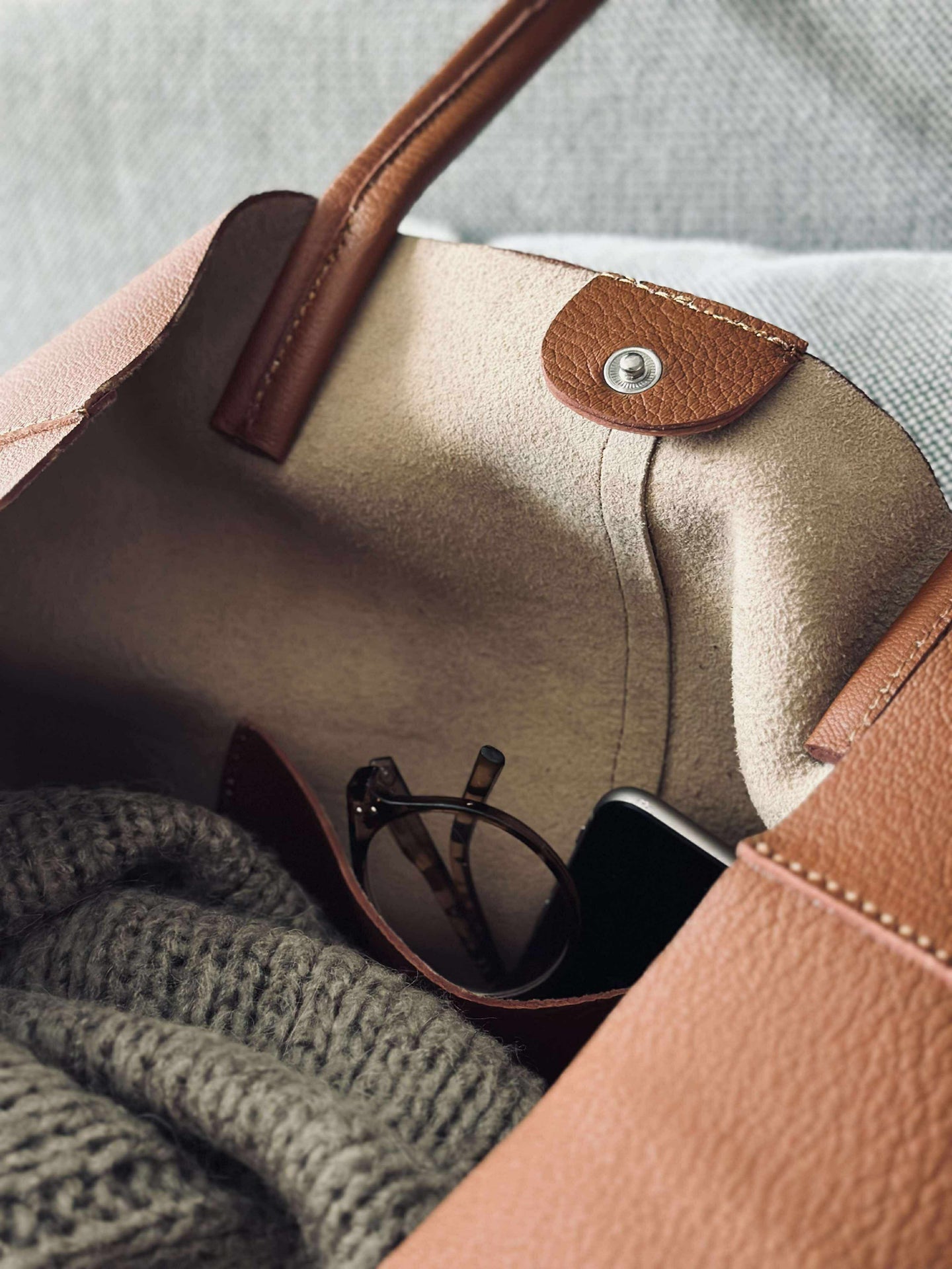 Shopper Daily i mykt skinn - Cognac
