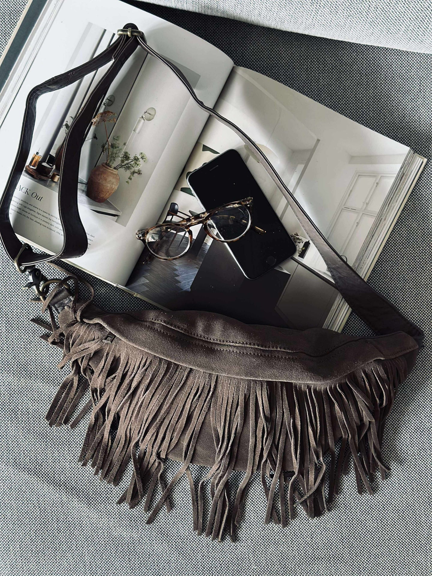 Bumbag med frynser - Deer brown