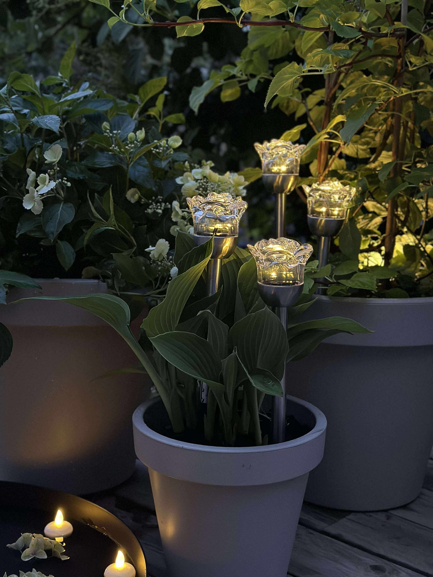 Fakkel med solceller FLOWER – Sett med 4 stk