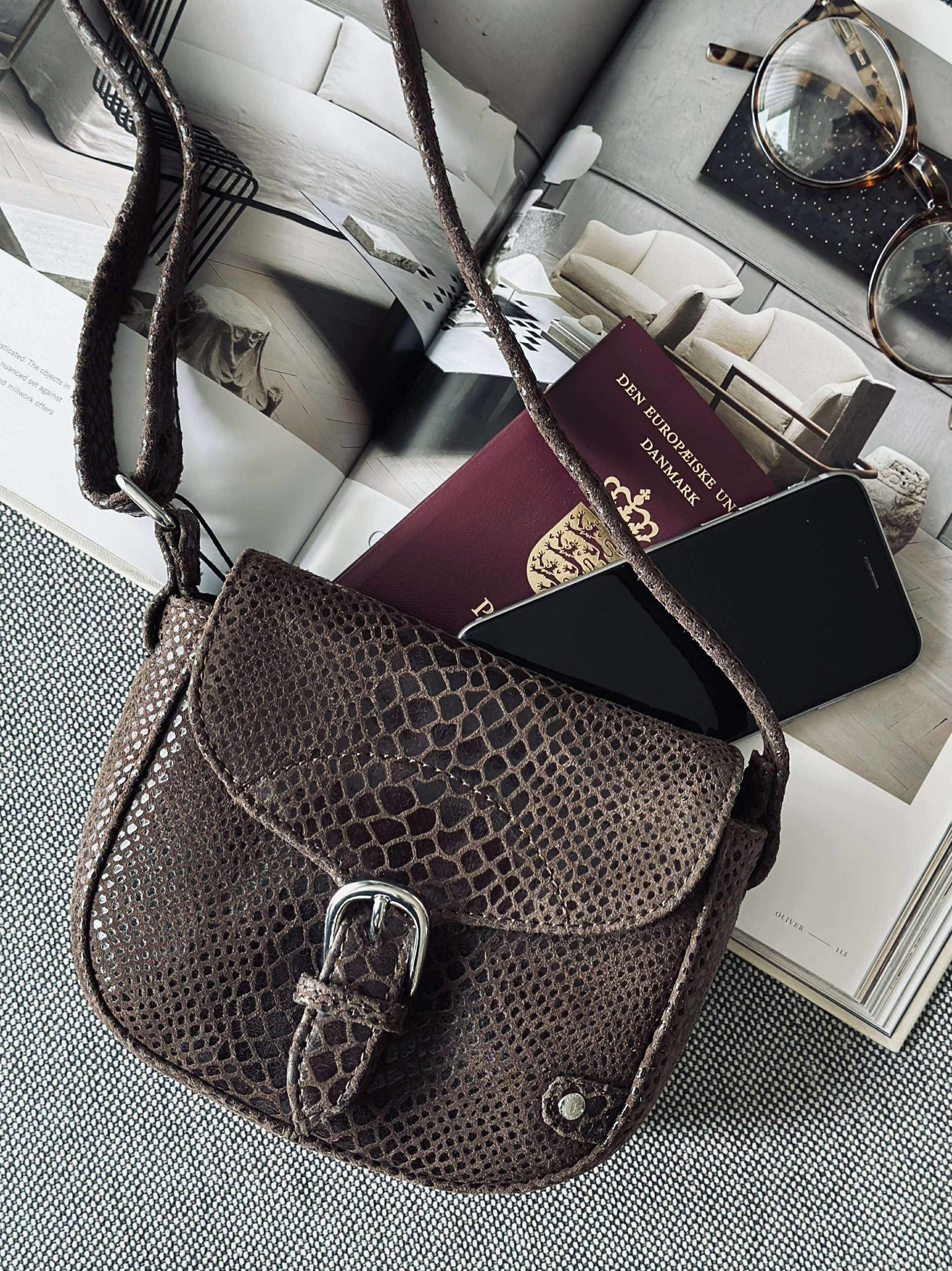 Crossbody Aura - Brun croco