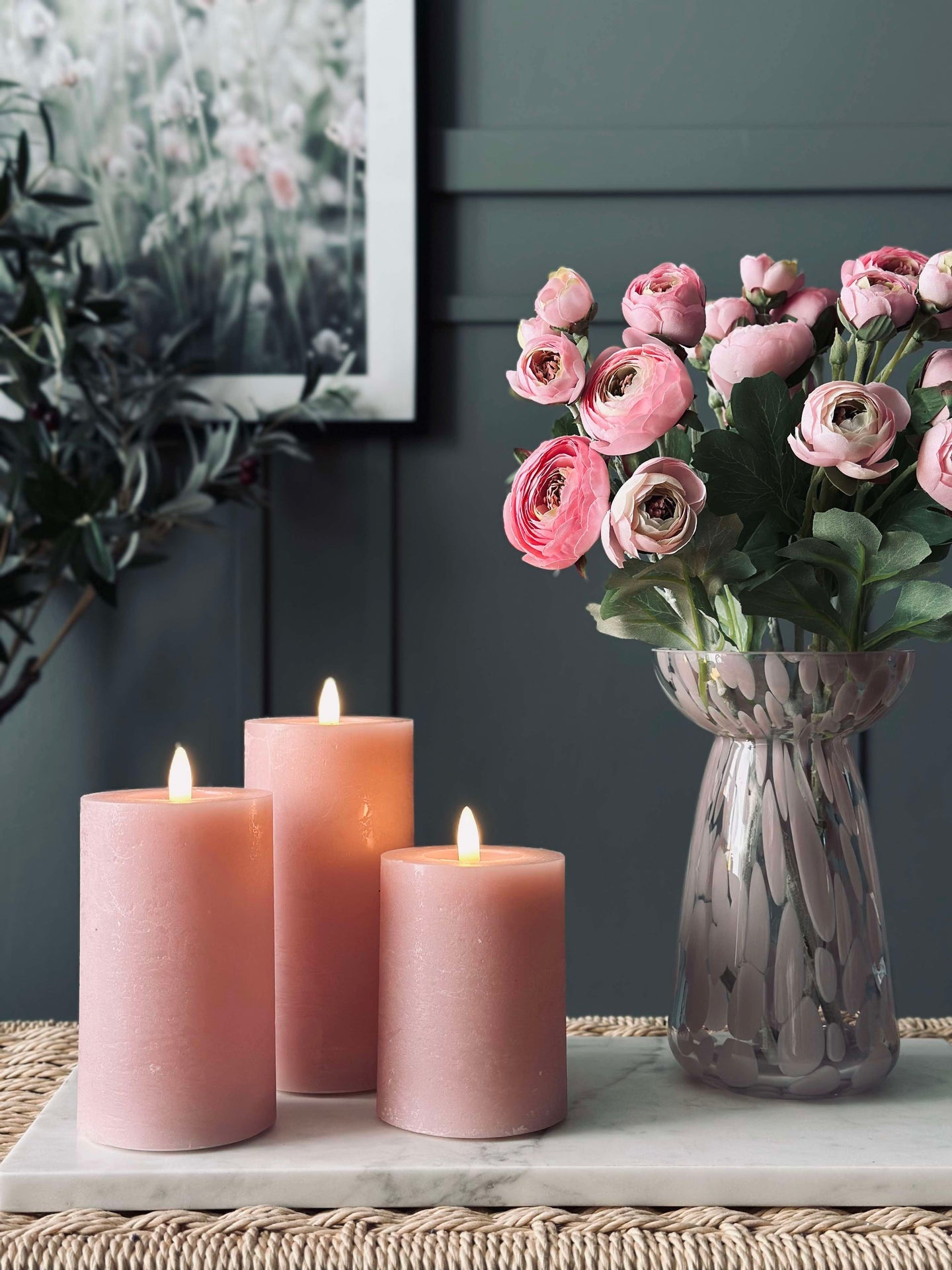 LED Kubelys / Rosa – 3 stk kubelys