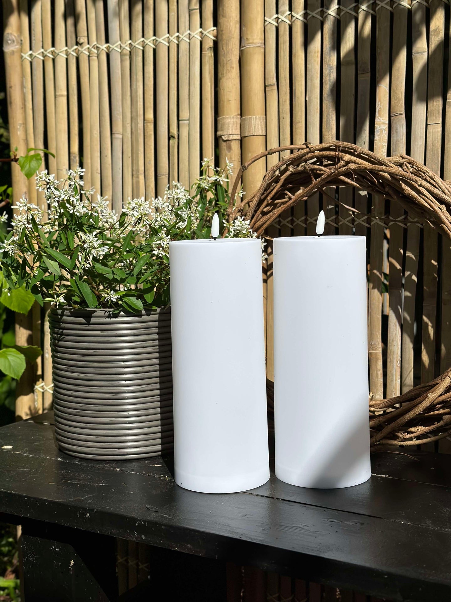 Utendørs XL LED blokklys H 25 cm - Sett med 2 stk inkl. fjernkontroll
