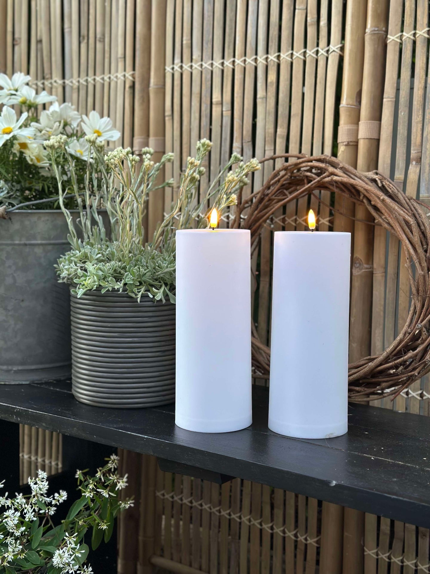 Utendørs XL LED blokklys H 25 cm - Sett med 2 stk inkl. fjernkontroll