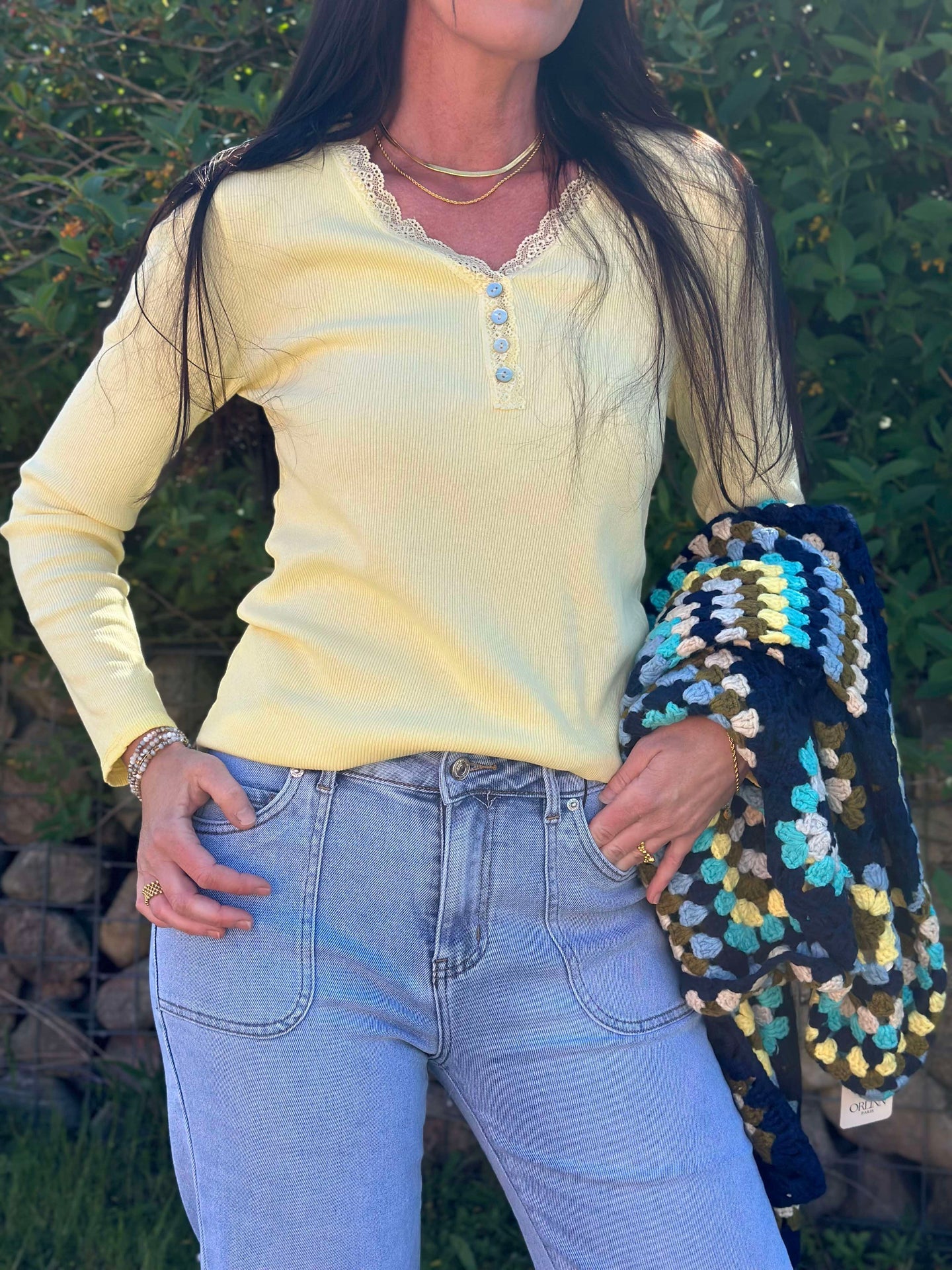 Bluse Masha m. knapper - Summer yellow