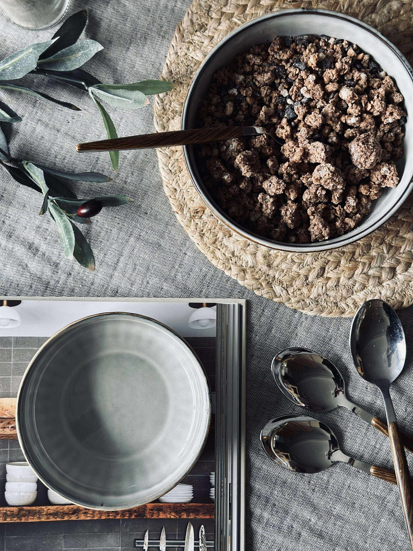 Bolle VIGA stripet steintøy - Grå 12cm