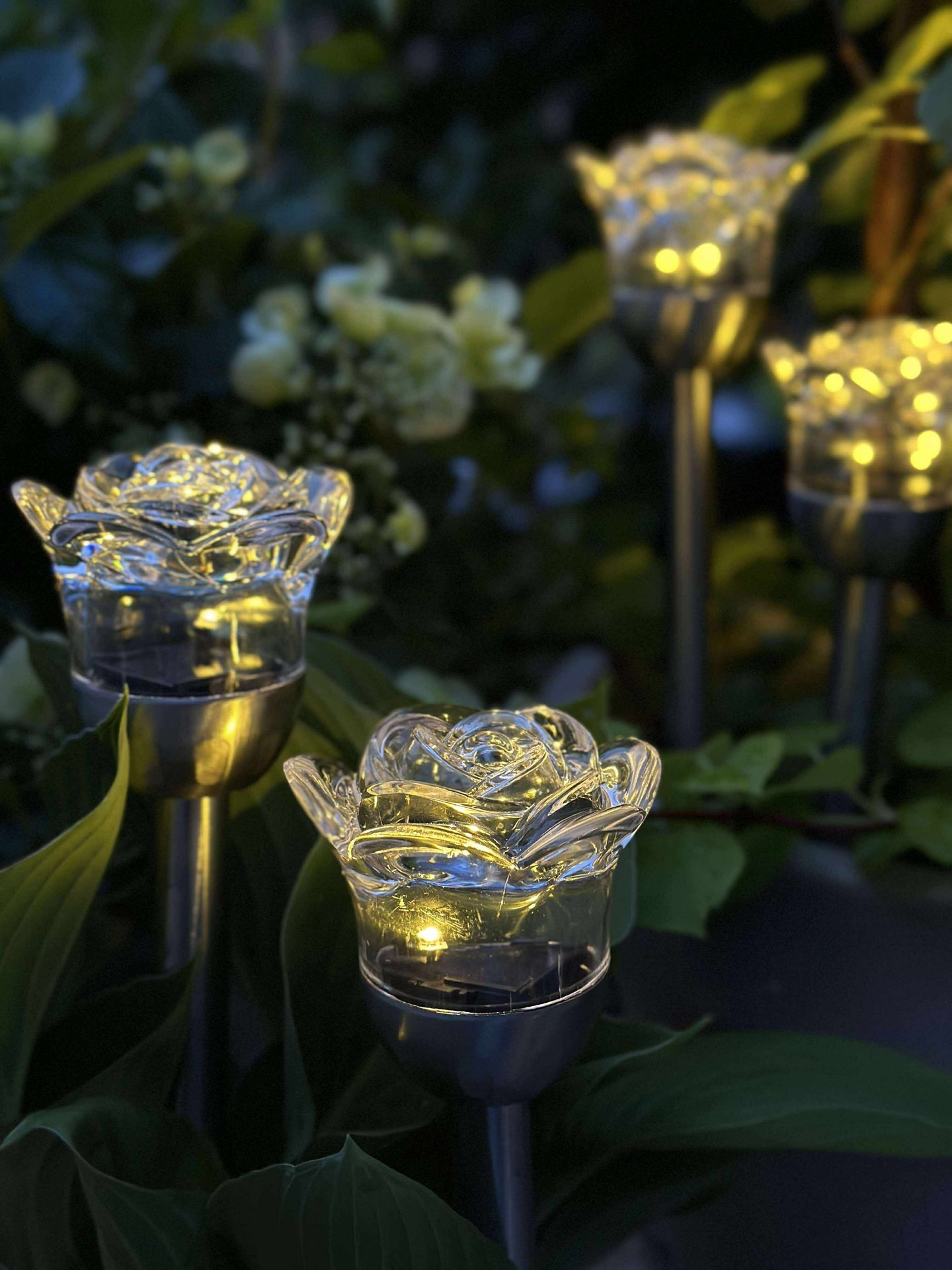 Fakkel med solceller FLOWER – Sett med 4 stk