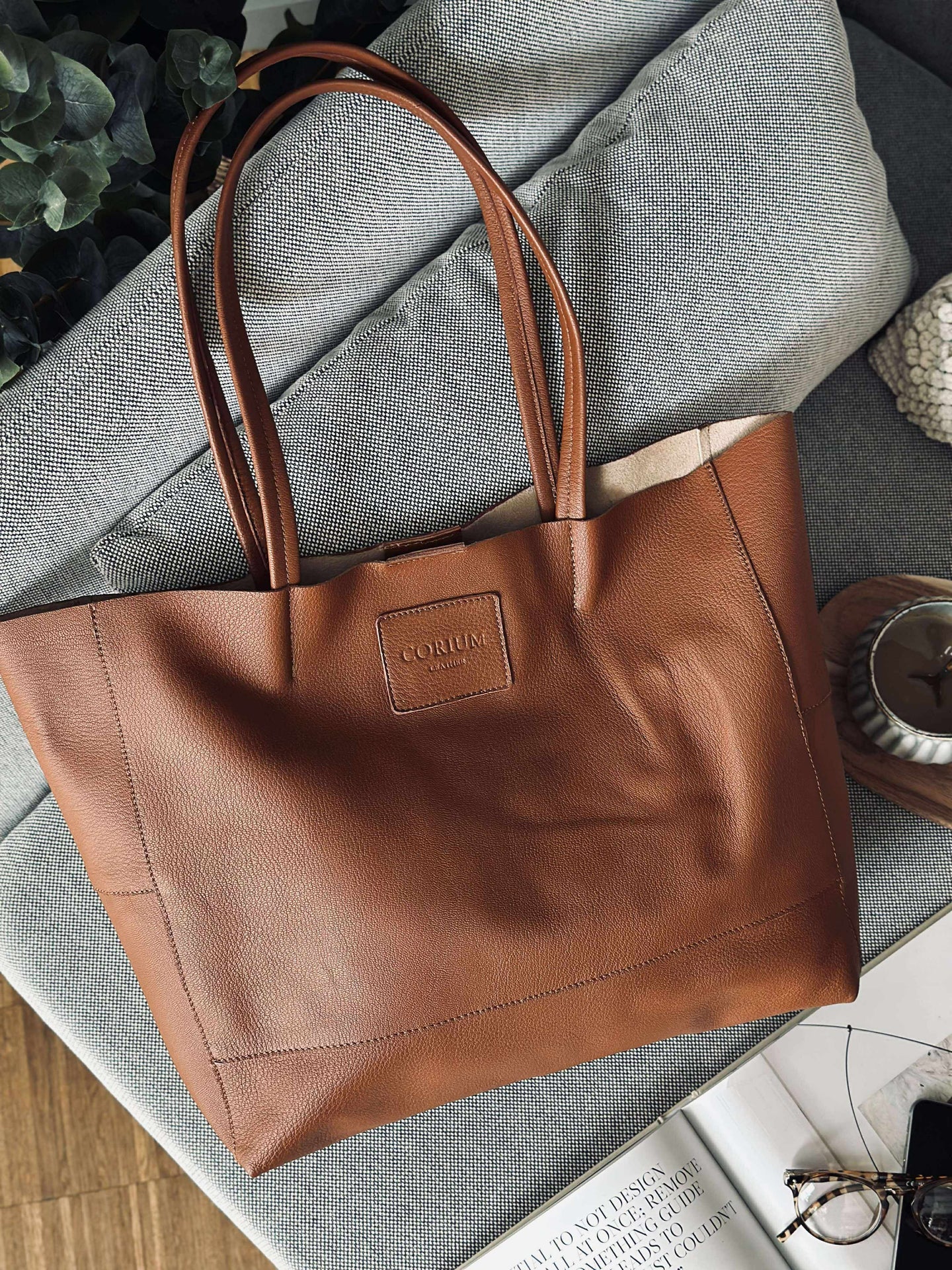 Shopper Daily i mykt skinn - Cognac