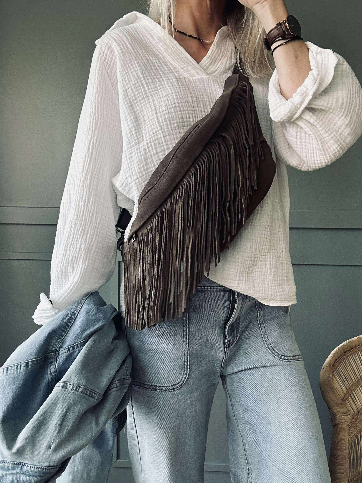 Bumbag med frynser - Deer brown