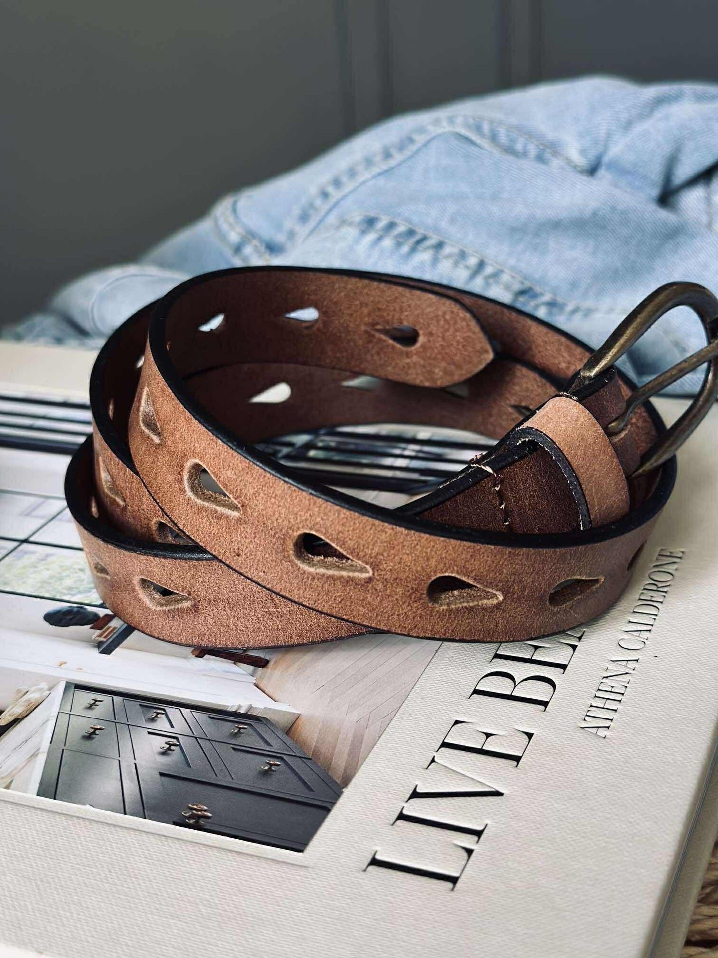 Jeans belte - Cognac