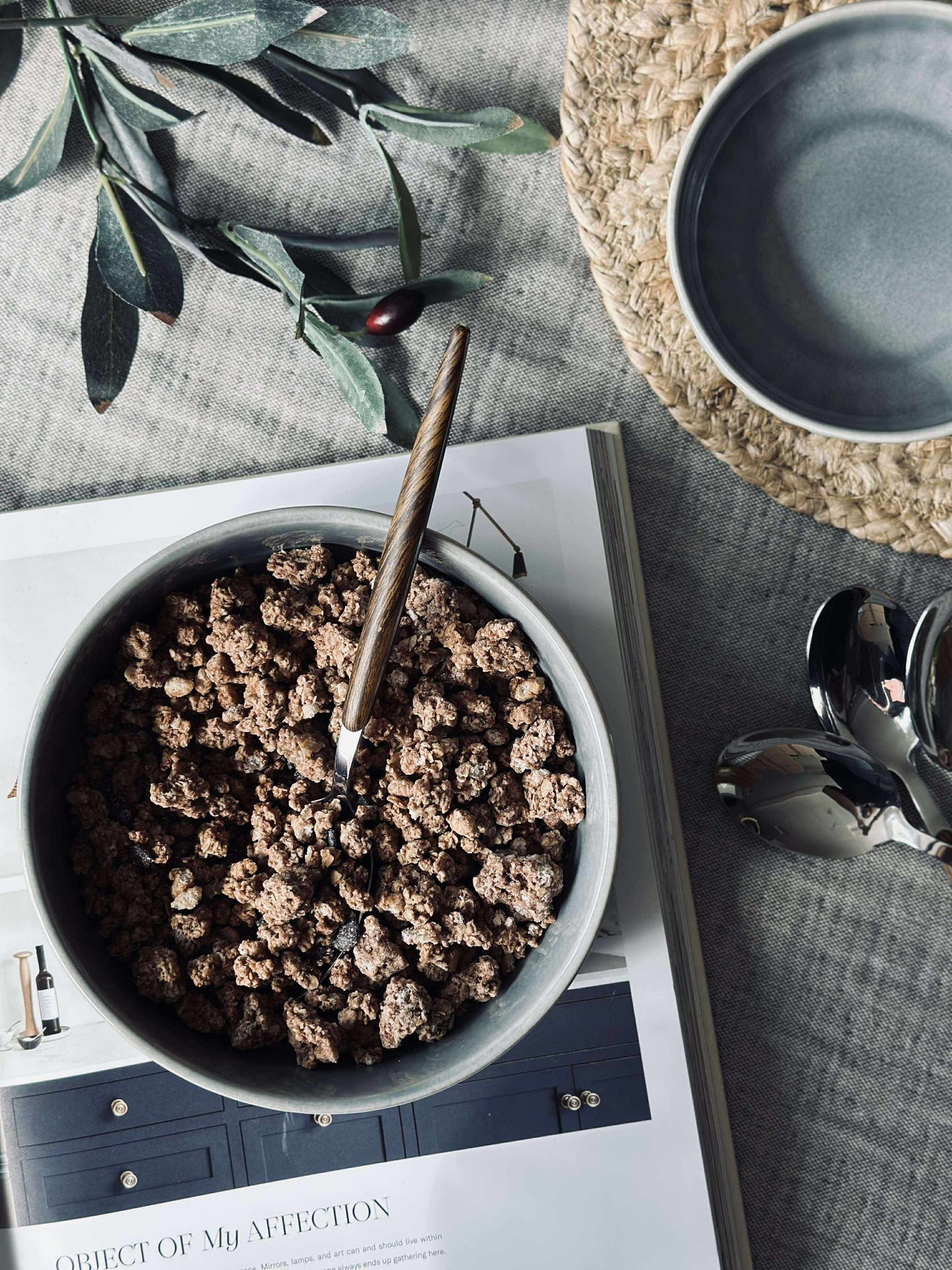 Bolle VIGA stripet steintøy - Blå 16cm