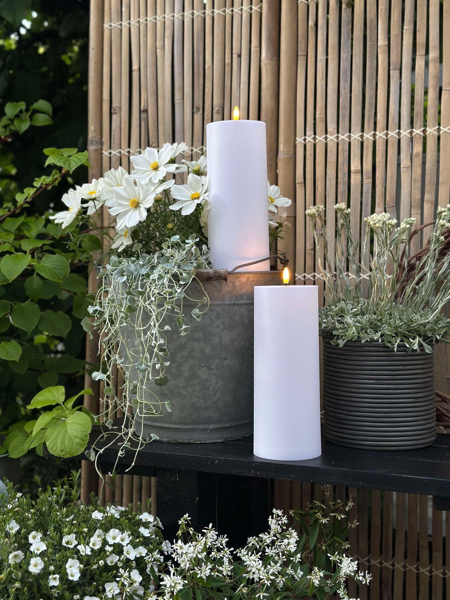 Utendørs XL LED blokklys H 25 cm - Sett med 2 stk inkl. fjernkontroll