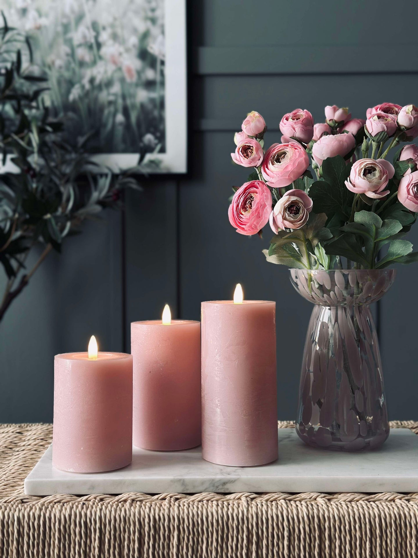 LED Kubelys / Rosa – 3 stk kubelys