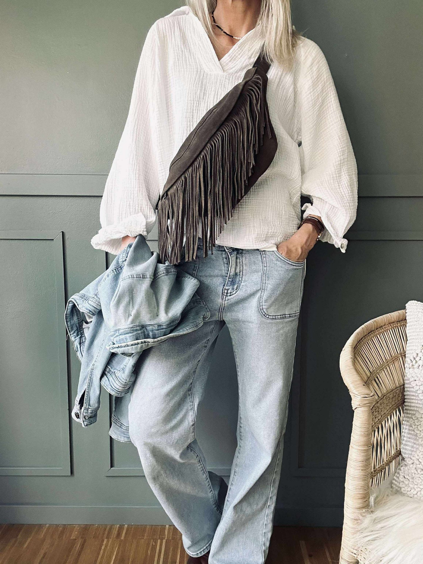 Bumbag med frynser - Deer brown