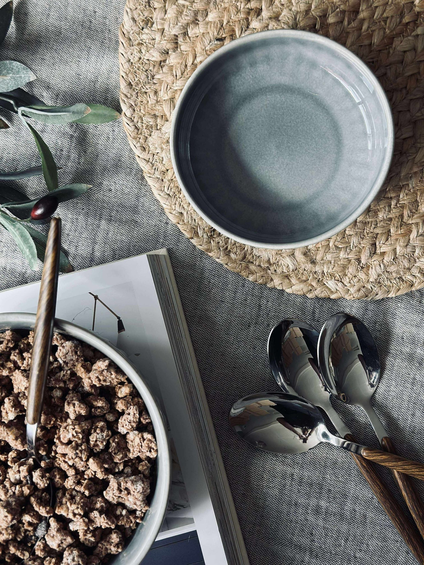 Bolle VIGA stripet steintøy - Blå 12cm